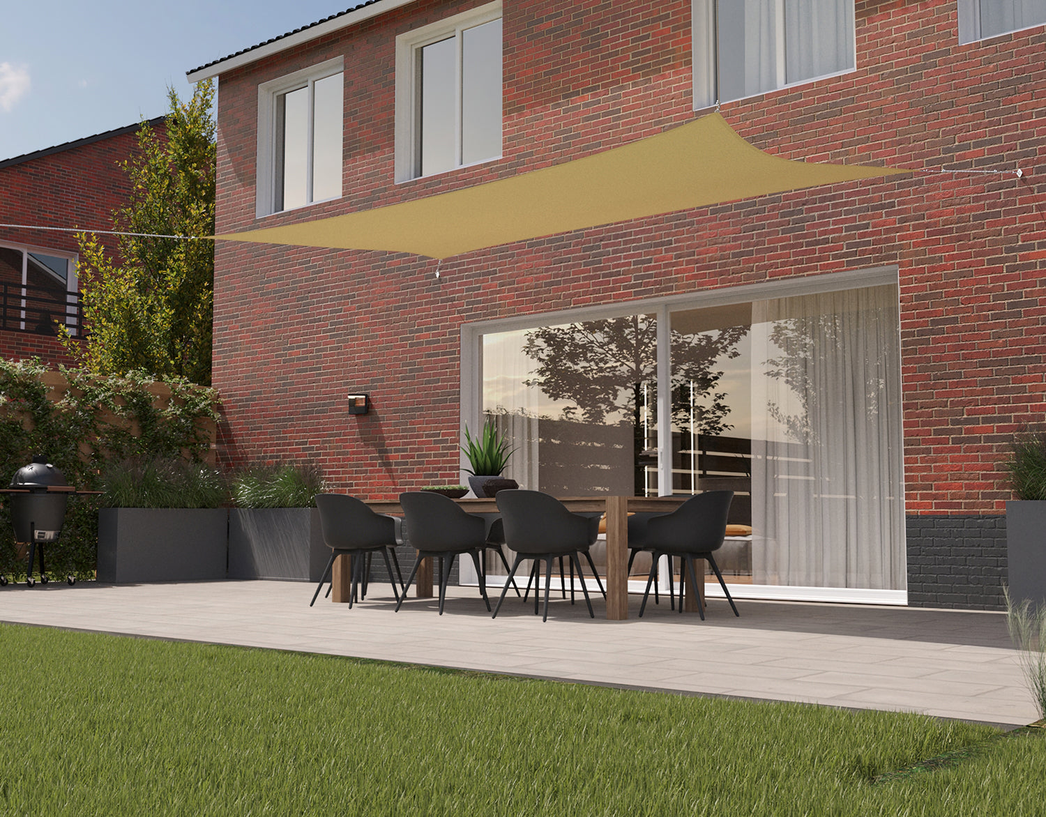 Kopu® Schaduwdoek Rechthoek 2x4 m Waterdicht - Zonnedoek - Creme