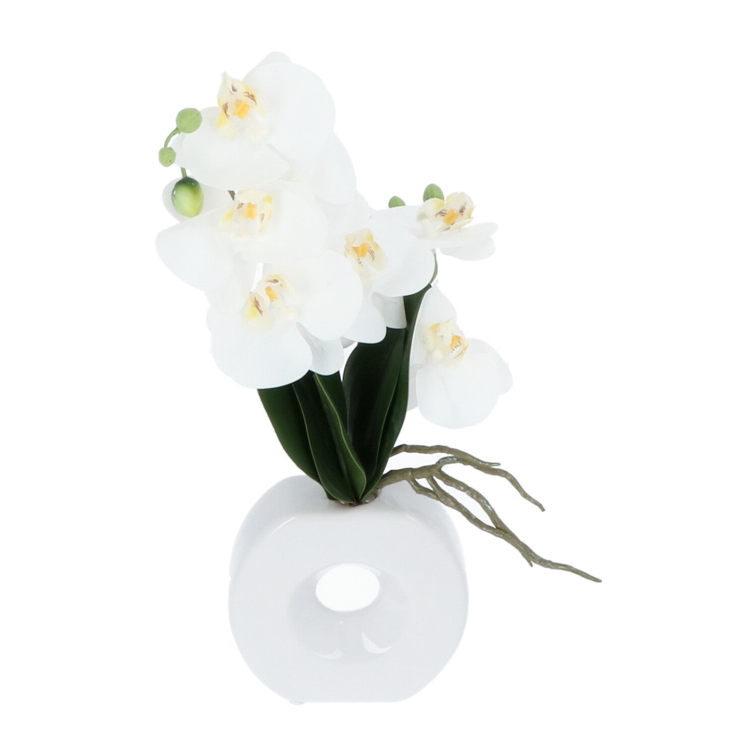 Kopu® Künstliche Blume Weiße Orchidee 35 cm in schöner weißer Vase – Phalenopsis