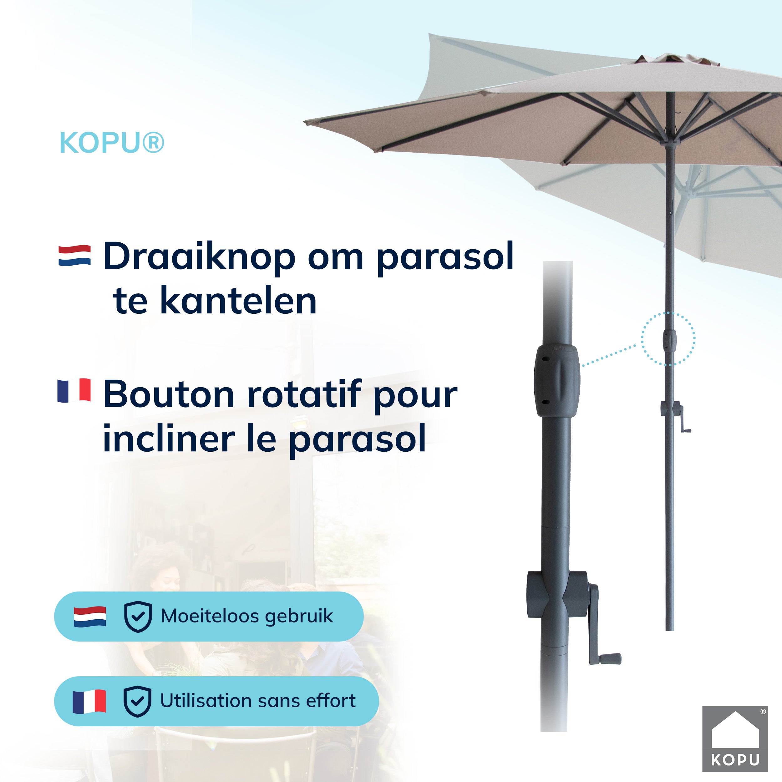 Kopu® Valencia Parasol Rond 300 cm met Beschermhoes - Taupe