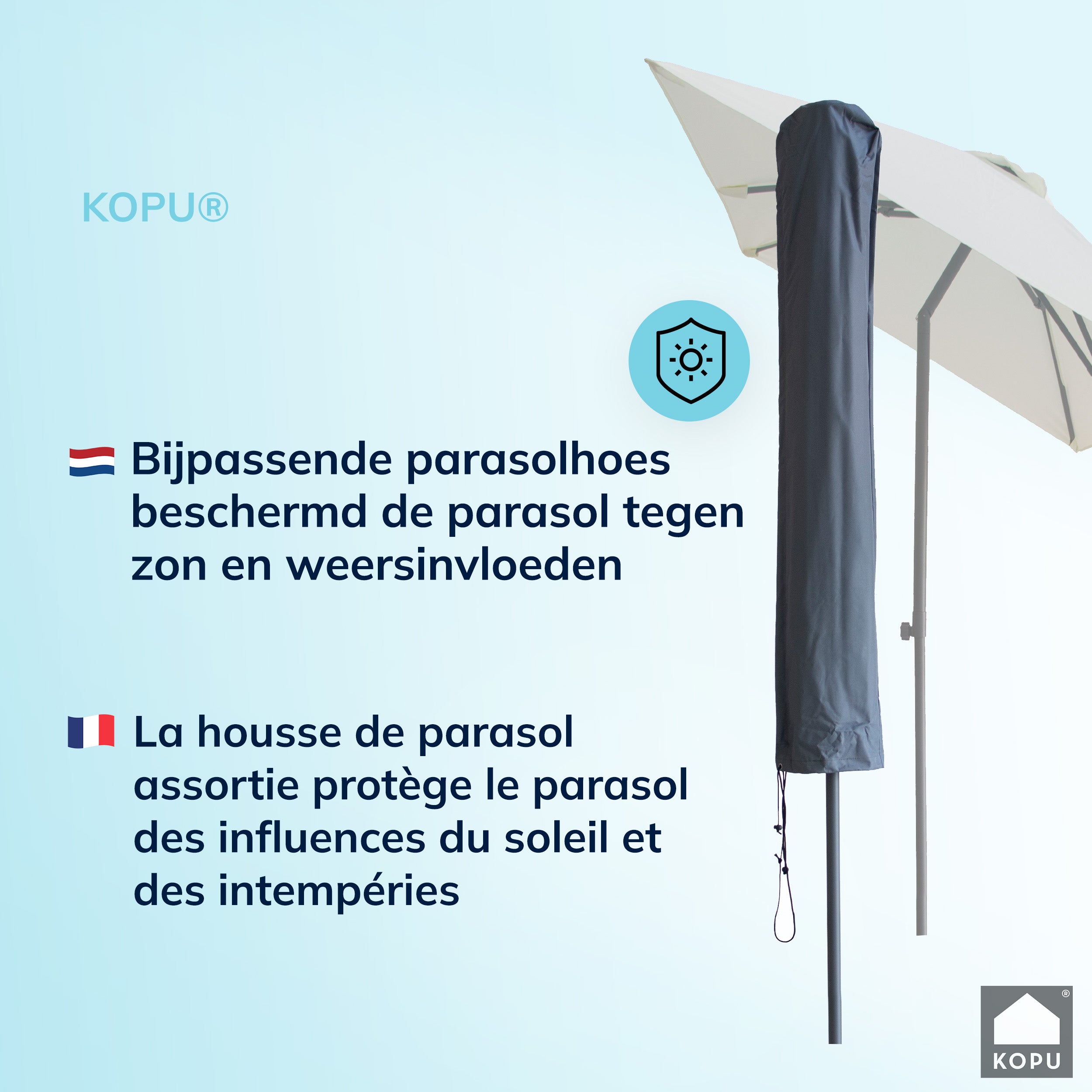 Kopu® Leon Parasol Rechthoek 150x250 cm - Balkonparasol met Hoes - Creme