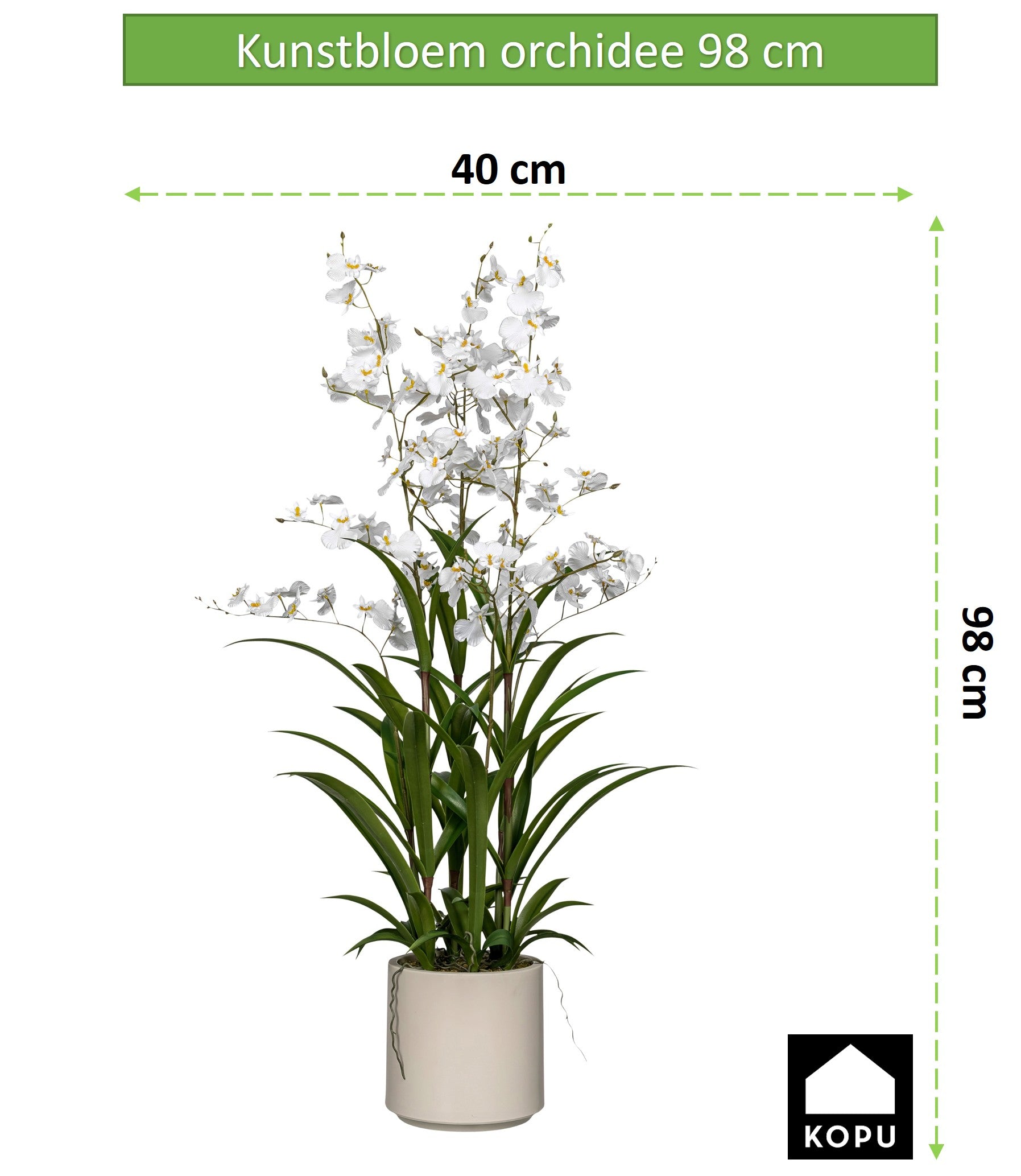 Kopu® Kunstbloem Orchidee Oncidium 98cm in pot - Wit