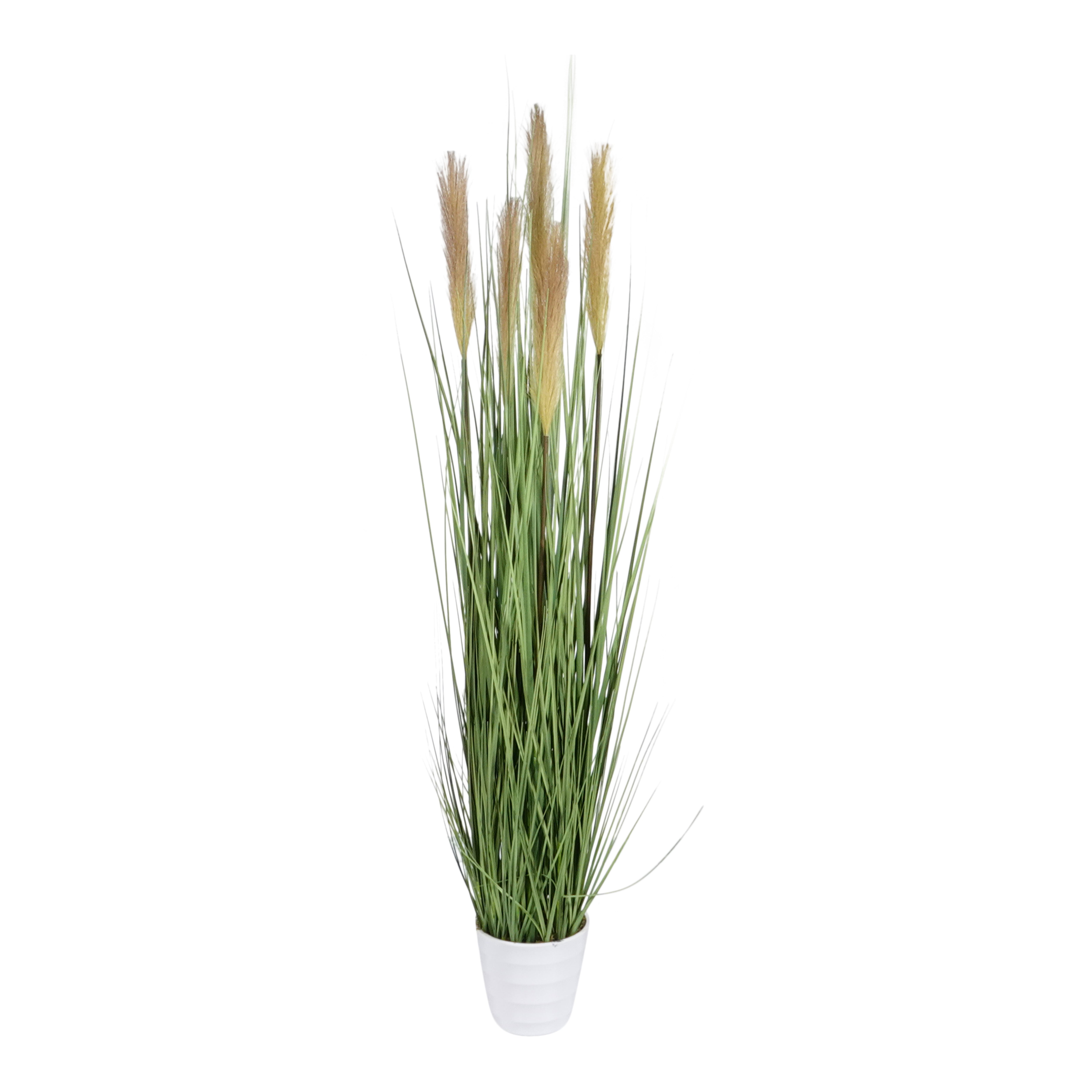 Kopu® Kunstpflanze Pampusgras 110 cm - 5 Rispen - im weißen Topf