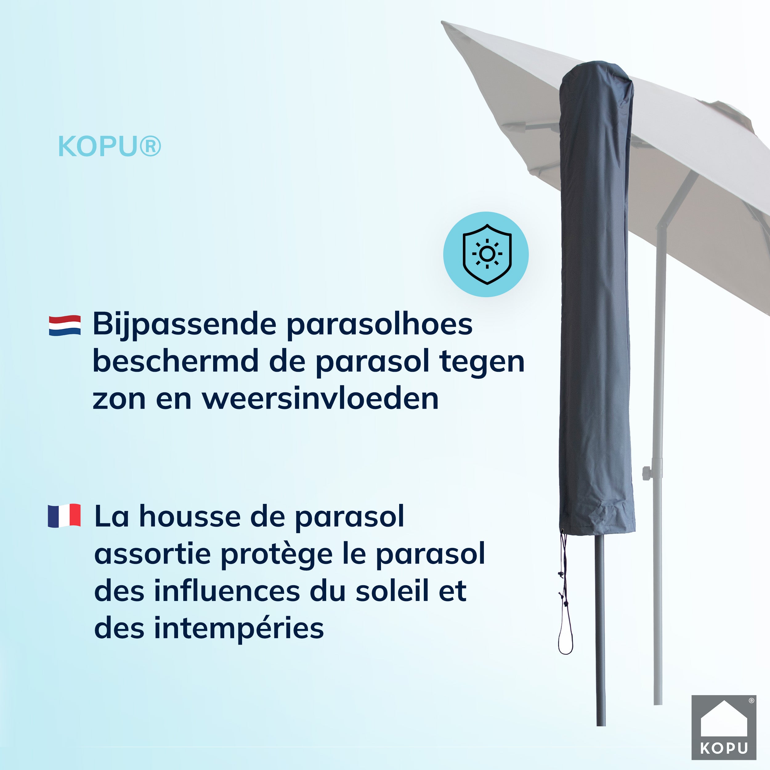 Kopu® Leon Parasol Rechthoek 150x250 cm - met Hoes en Voet - Taupe