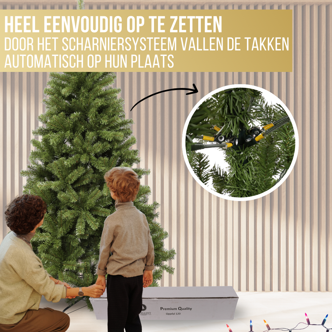 Excellent Trees® Oppdal 240 cm Kerstboom kunststof - Smalle kunstkerstboom ⌀125cm - ↕240cm