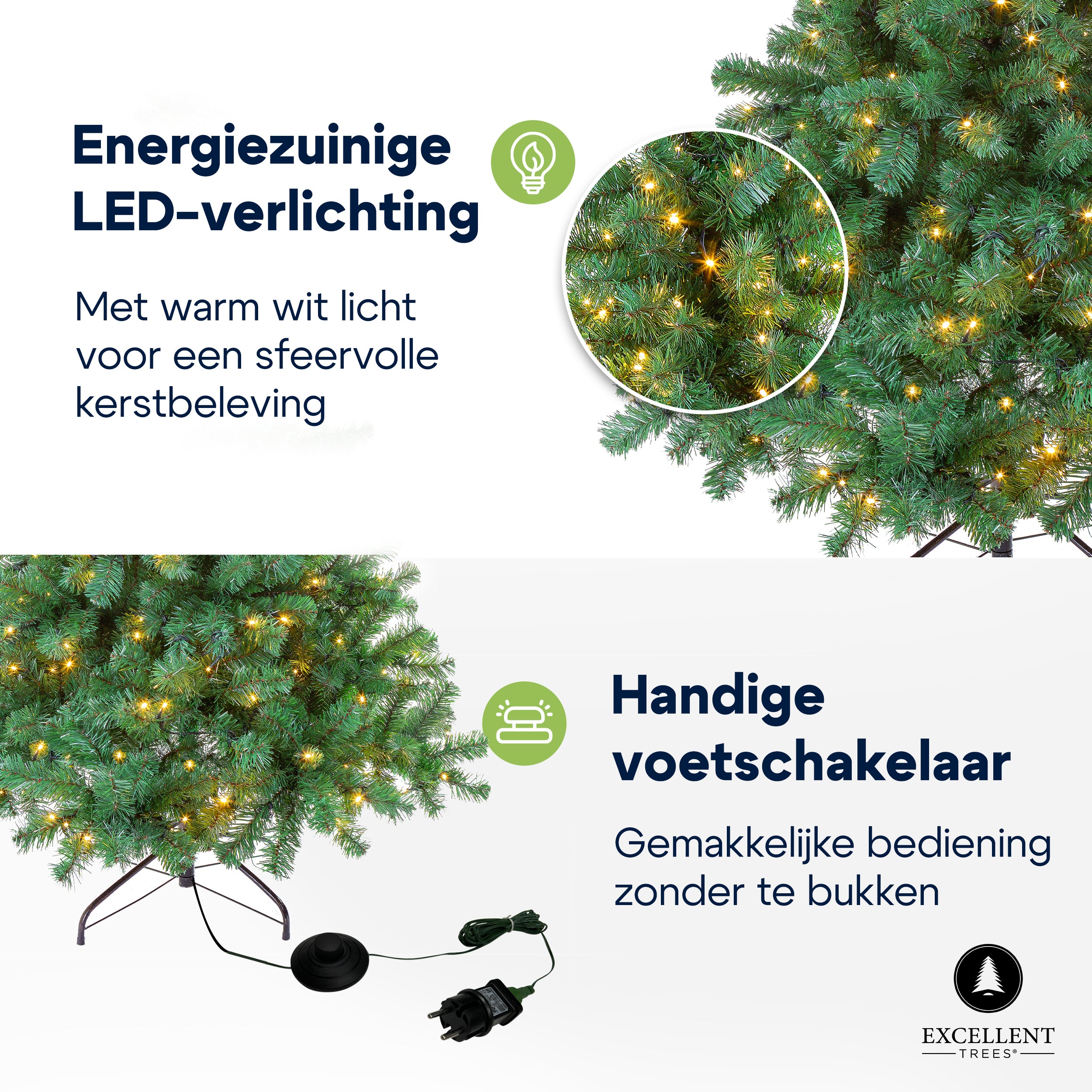 Kerstboom Excellent Trees® LED Stavanger Green 180 cm met verlichting  - ⌀110cm - ↕180cm