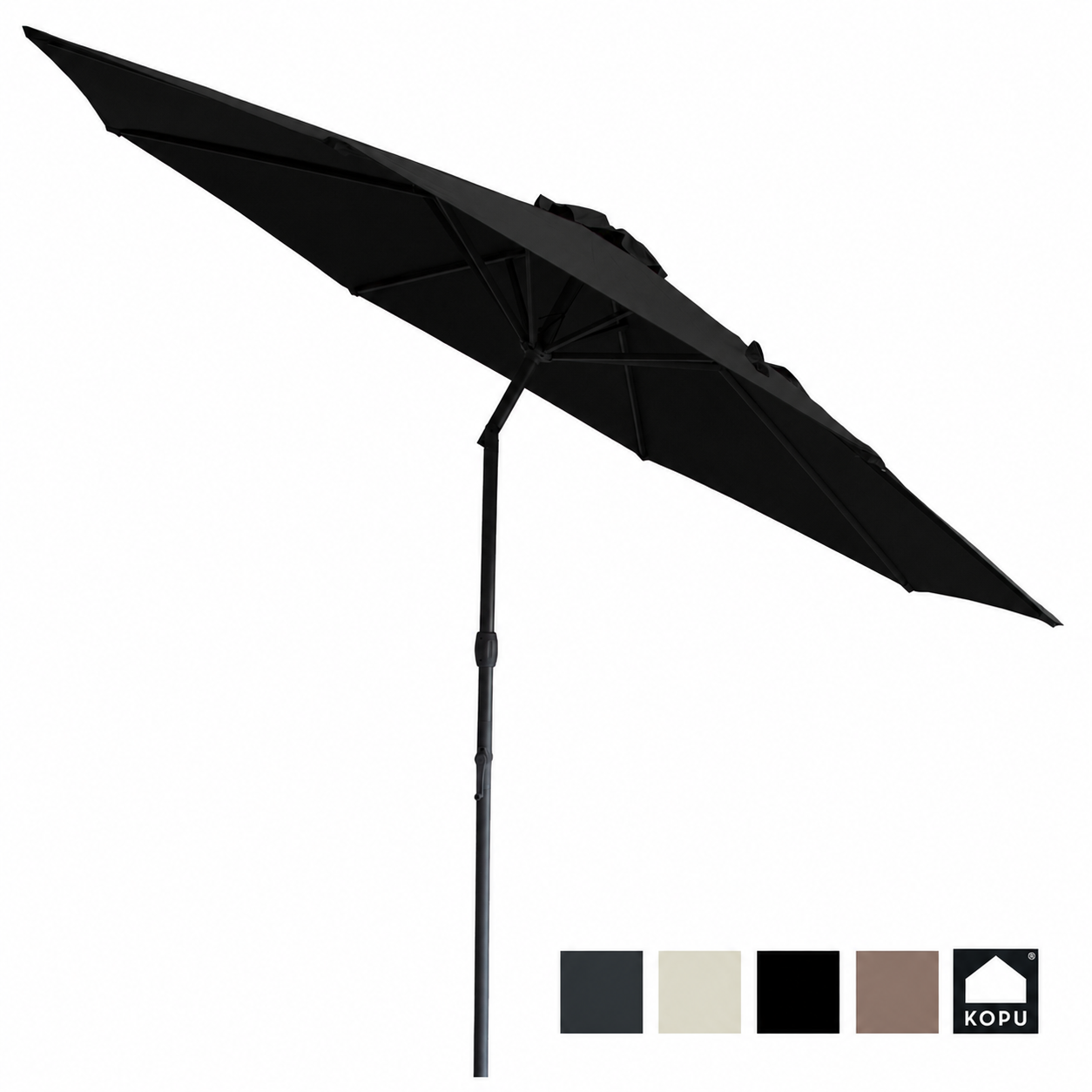 Kopu® Valencia Parasol Rond 300 cm met Beschermhoes - Zwart