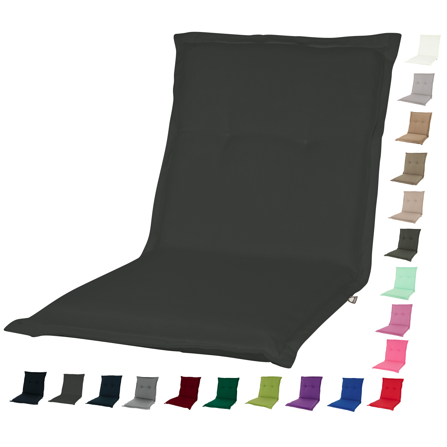 2 Stück Kopu® Prisma Anthrazit Gartenkissen mit niedriger Rückenlehne