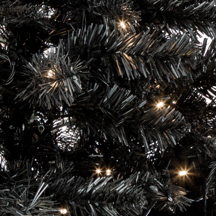 Excellent Trees® Stavanger Black 180 cm Zwarte Kerstboom met Verlichting 350 LED Lampjes ⌀110cm - ↕180cm