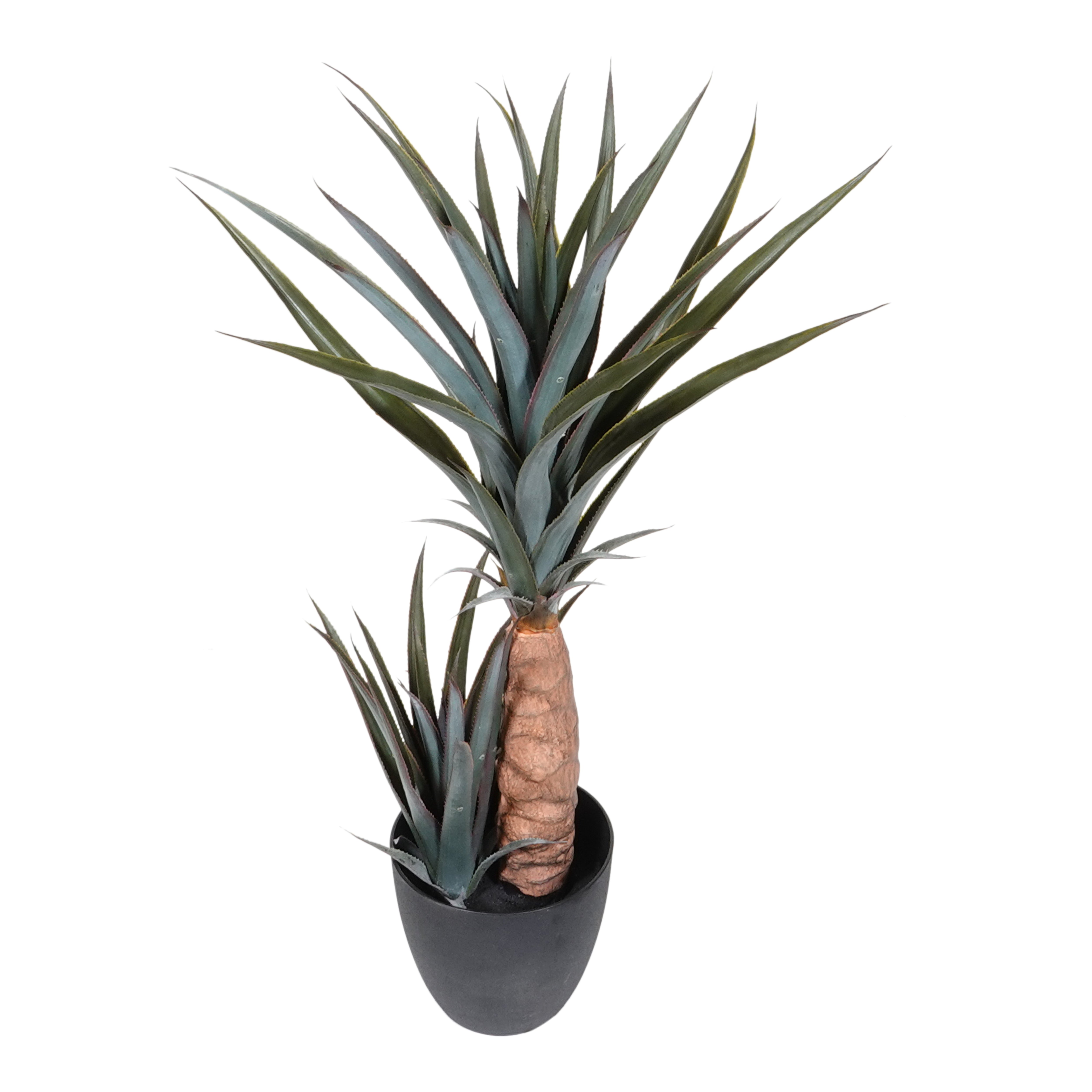 Kopu® Kunstpflanze Agave 80 cm im schwarzen Topf – 2 Stämme – Kunstpflanze