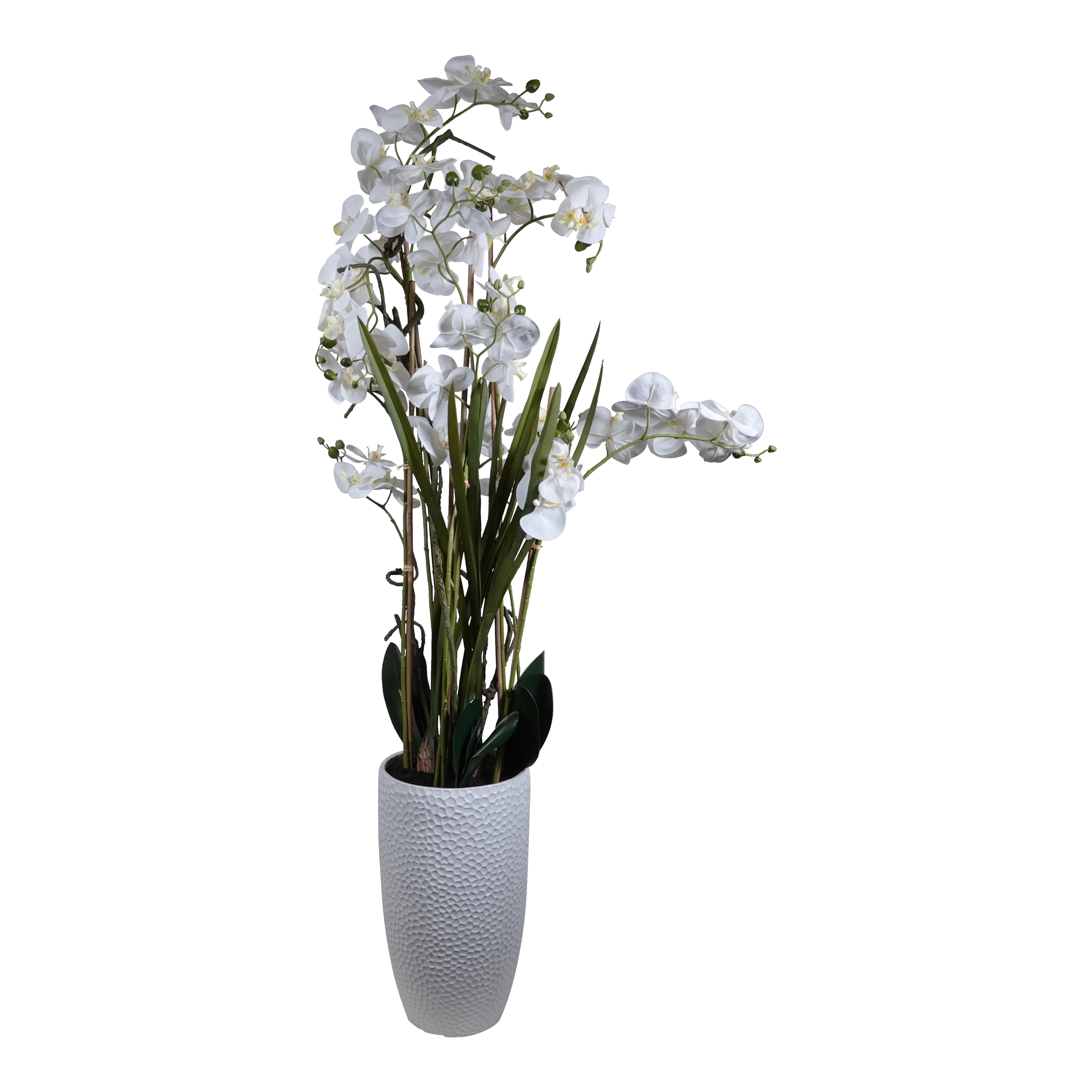 Kopu® Kunstpflanze Orchidee 160 cm weiß im hohen Blumentopf - Phalaenopsis
