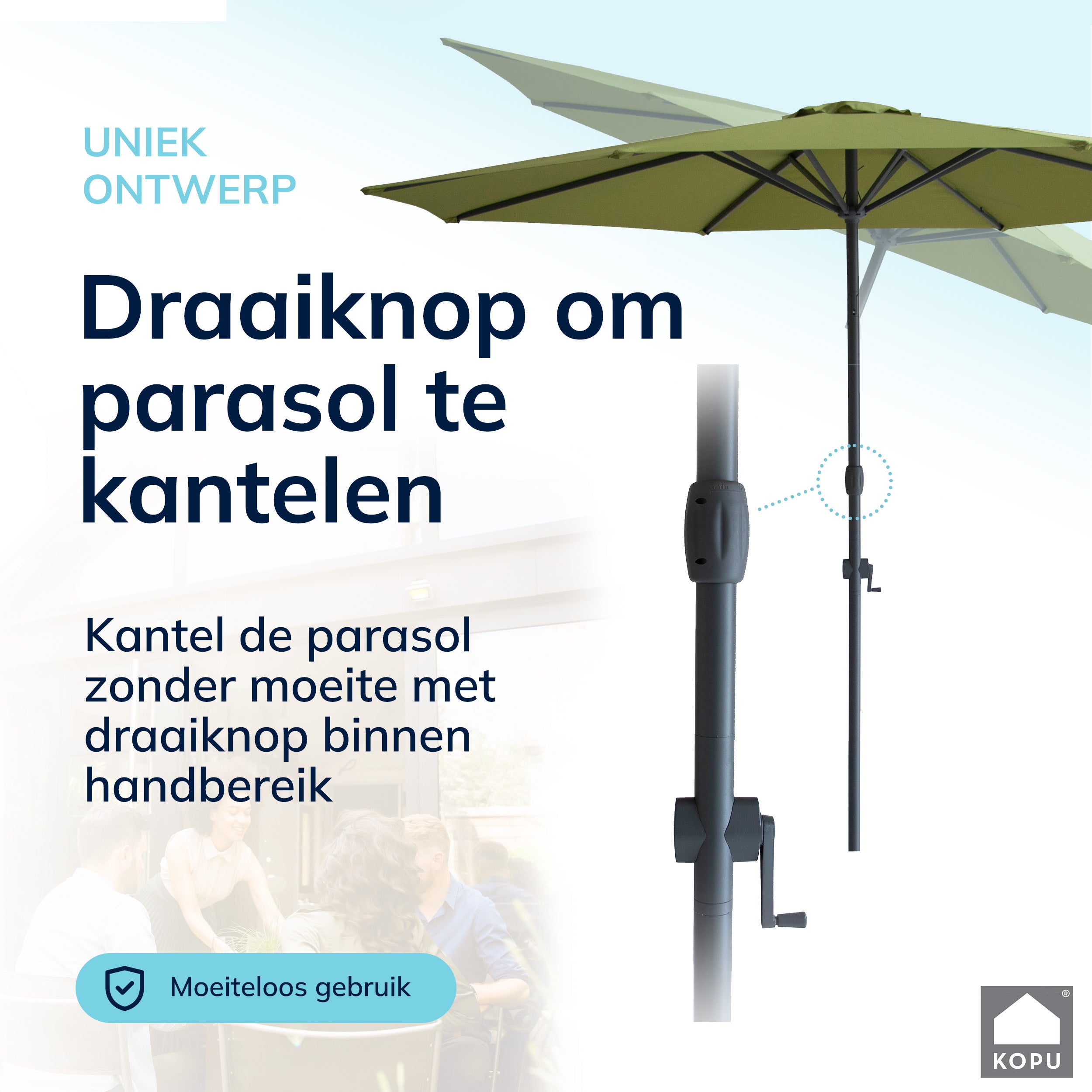 Kopu® Valencia Parasol Rond 300 cm met Beschermhoes en Voet - Olijf