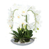 Kopu® Kunstplant Orchidee 4 takken 41cm in Zilveren Schaal  - Wit