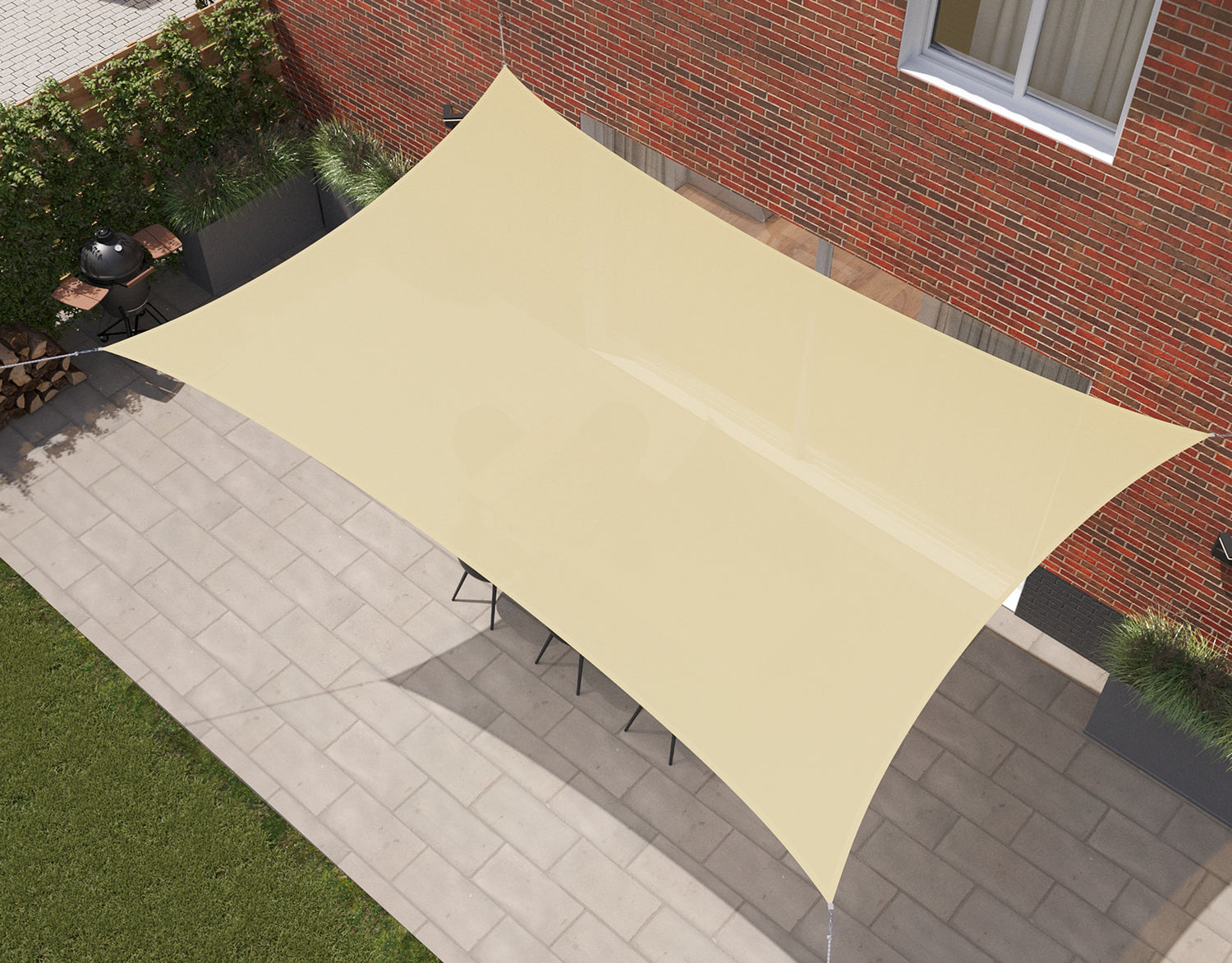 Kopu® Schaduwdoek Rechthoek 280 gram Waterdoorlatend 4x6 m - Creme