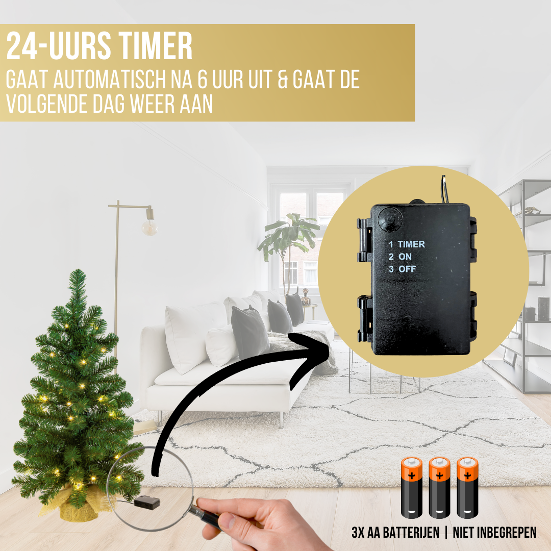 Excellent Trees® Jarbo 60 cm Mini Kerstboom - Batterij Verlichting 35 LED Lampjes - kant en klaar