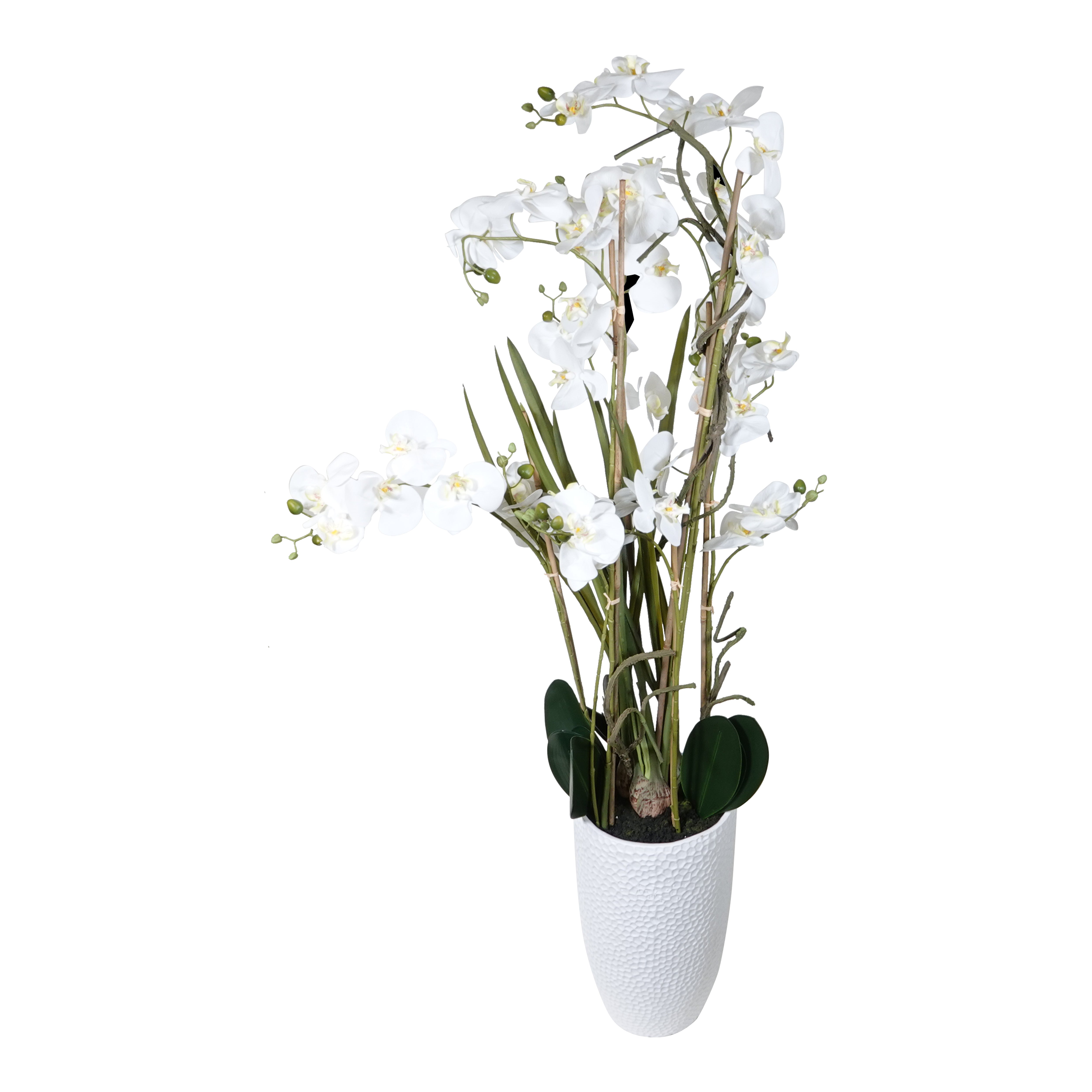 Kopu® Kunstpflanze Orchidee 160 cm weiß im hohen Blumentopf - Phalaenopsis