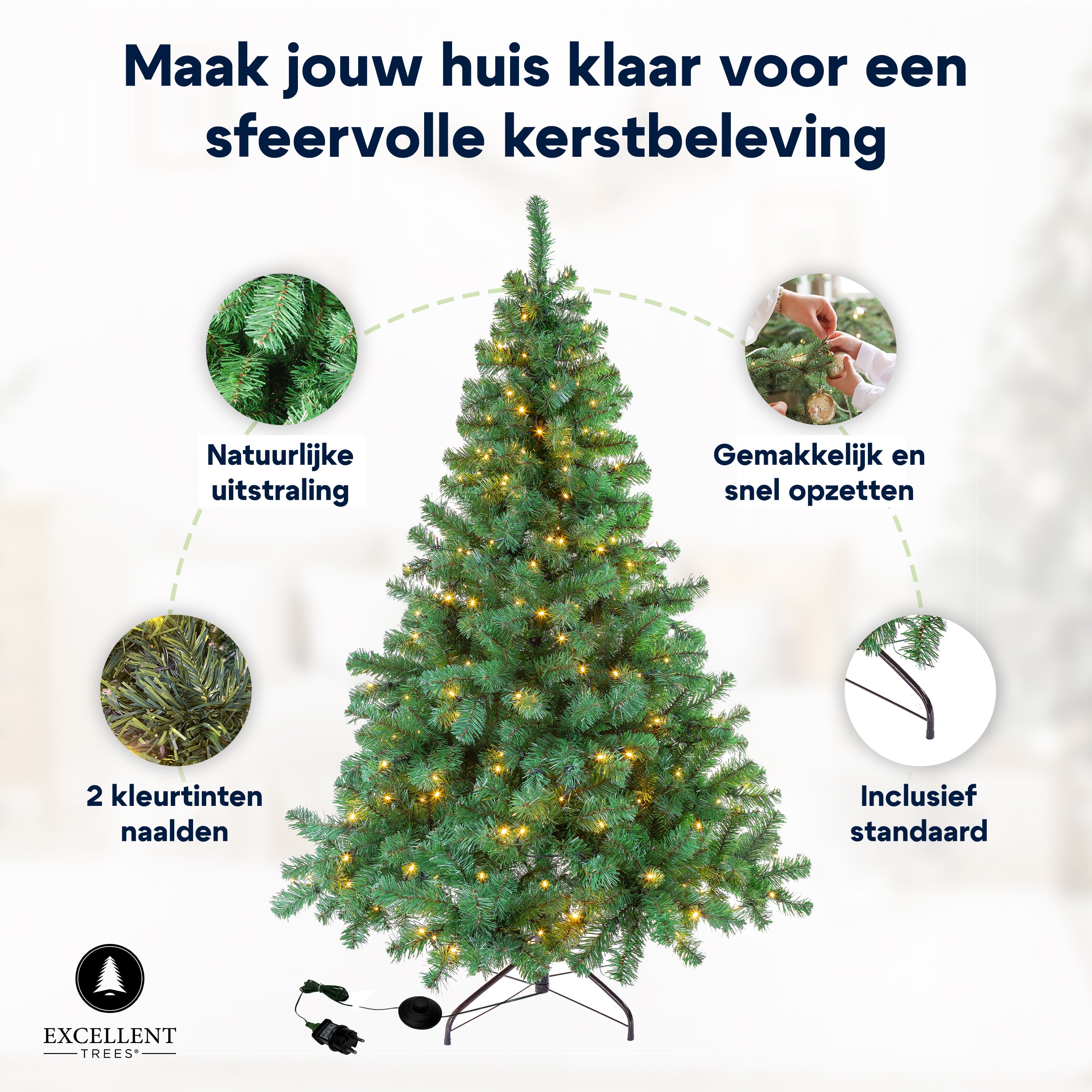 Kerstboom Excellent Trees® LED Stavanger 150 cm met verlichting  - ⌀91cm - ↕150cm