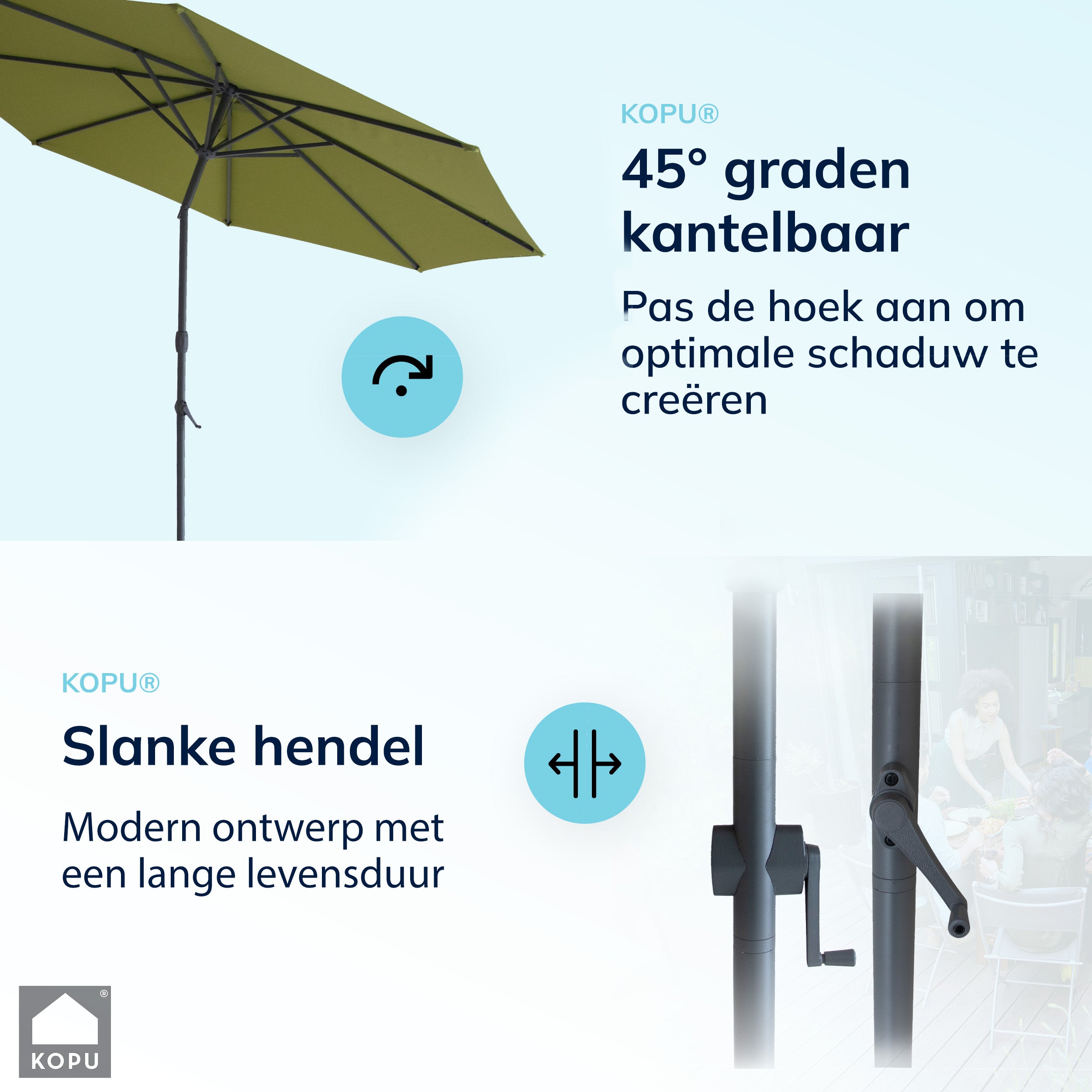 Kopu® Valencia Parasol Rond 300 cm met Beschermhoes en Voet - Olijf