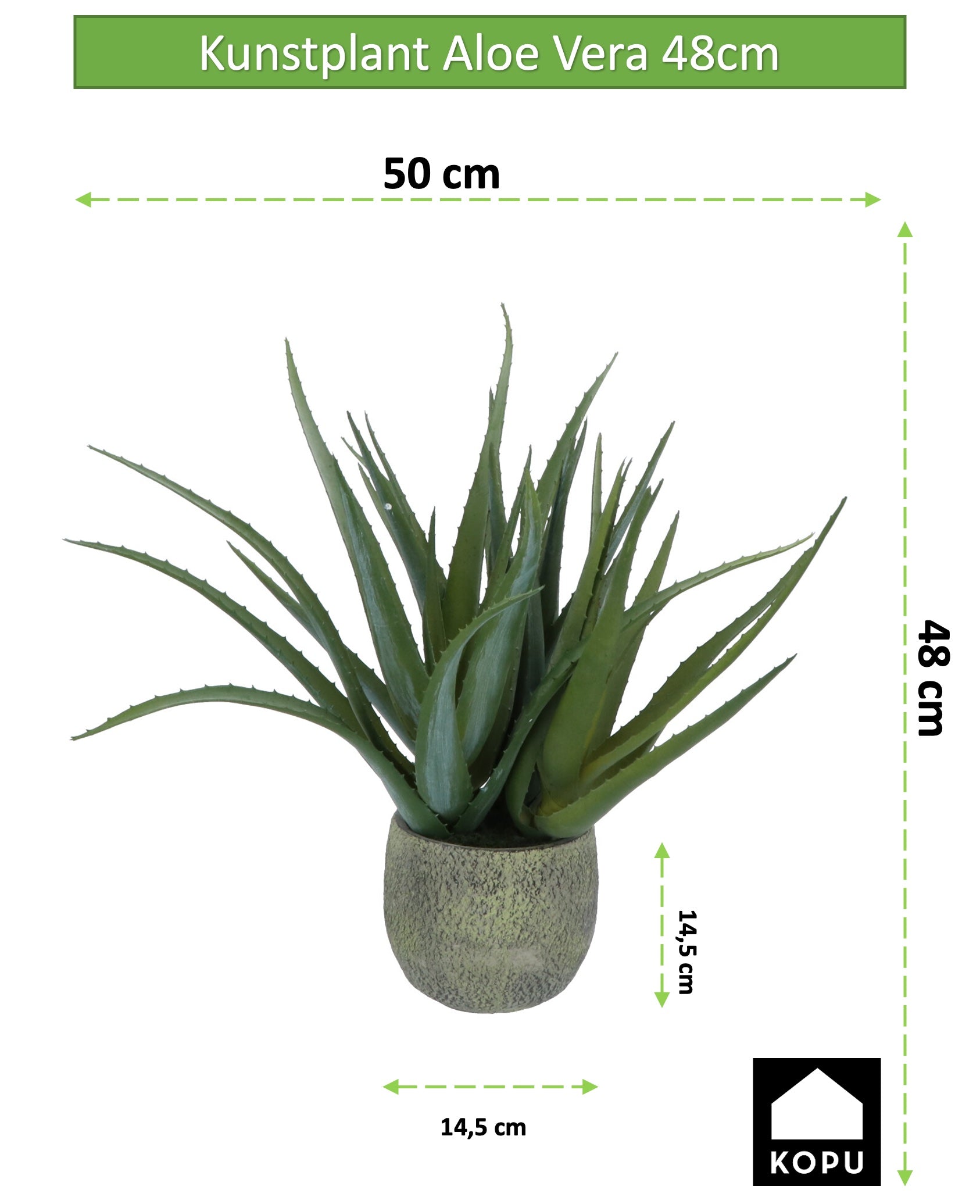 Kopu® Kunstplant Aloe Vera 48 cm in binnenpot met aarde - 30 bladeren