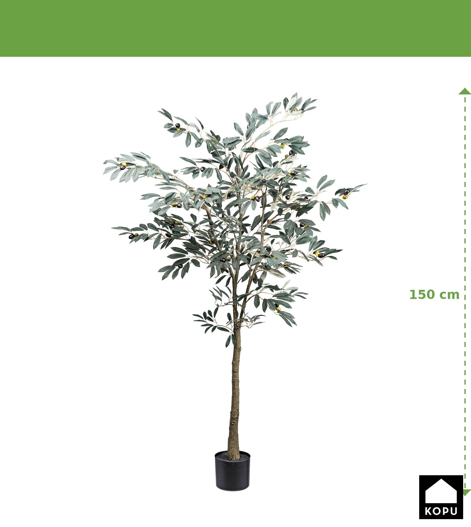 Kopu® Kunst olijfboom, 150 cm hoog, met 495 bladeren en een pot