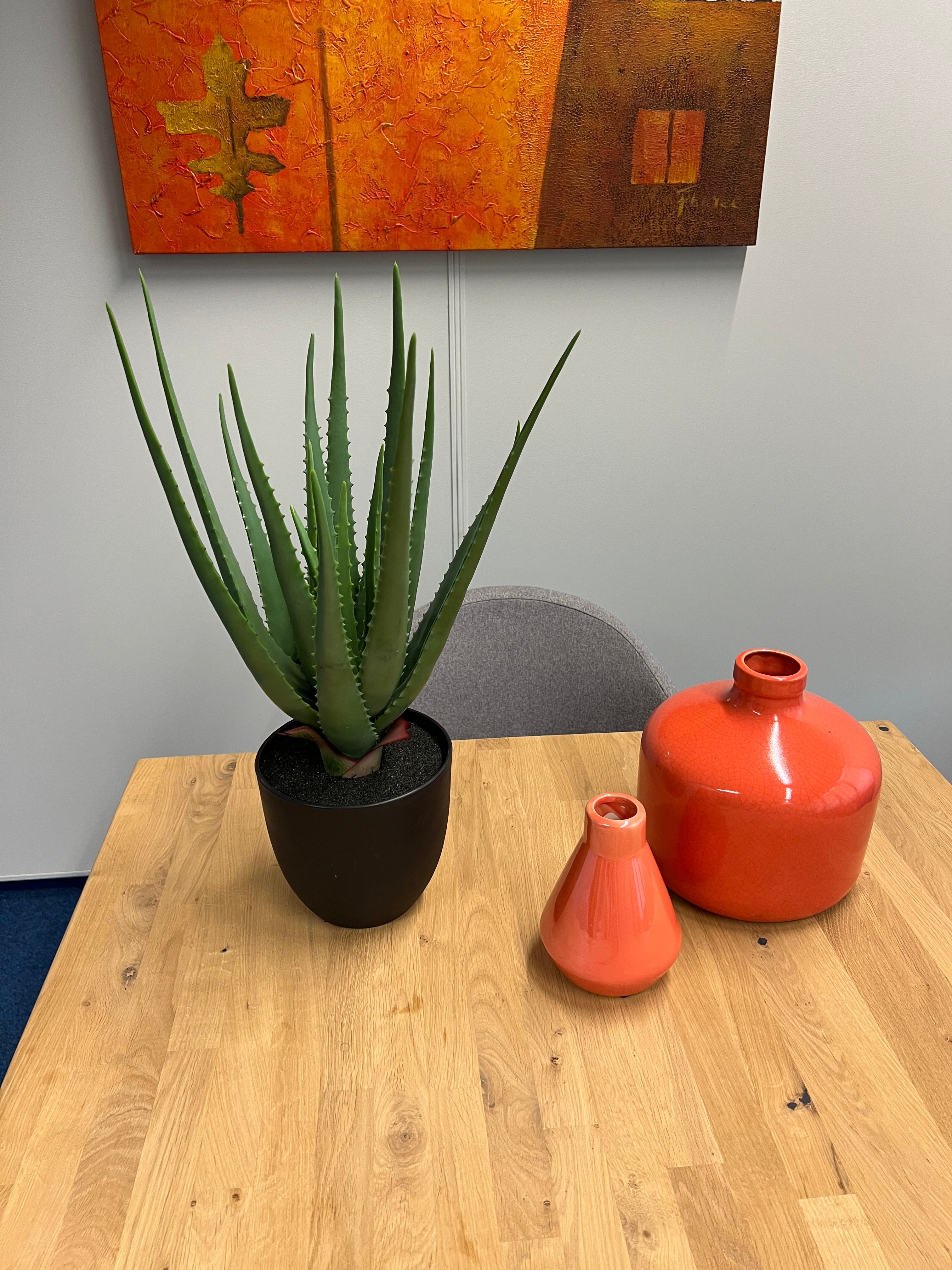 Kopu® Kunstpflanze Aloe Vera 55 cm im schwarzen Blumentopf - 17 Blätter