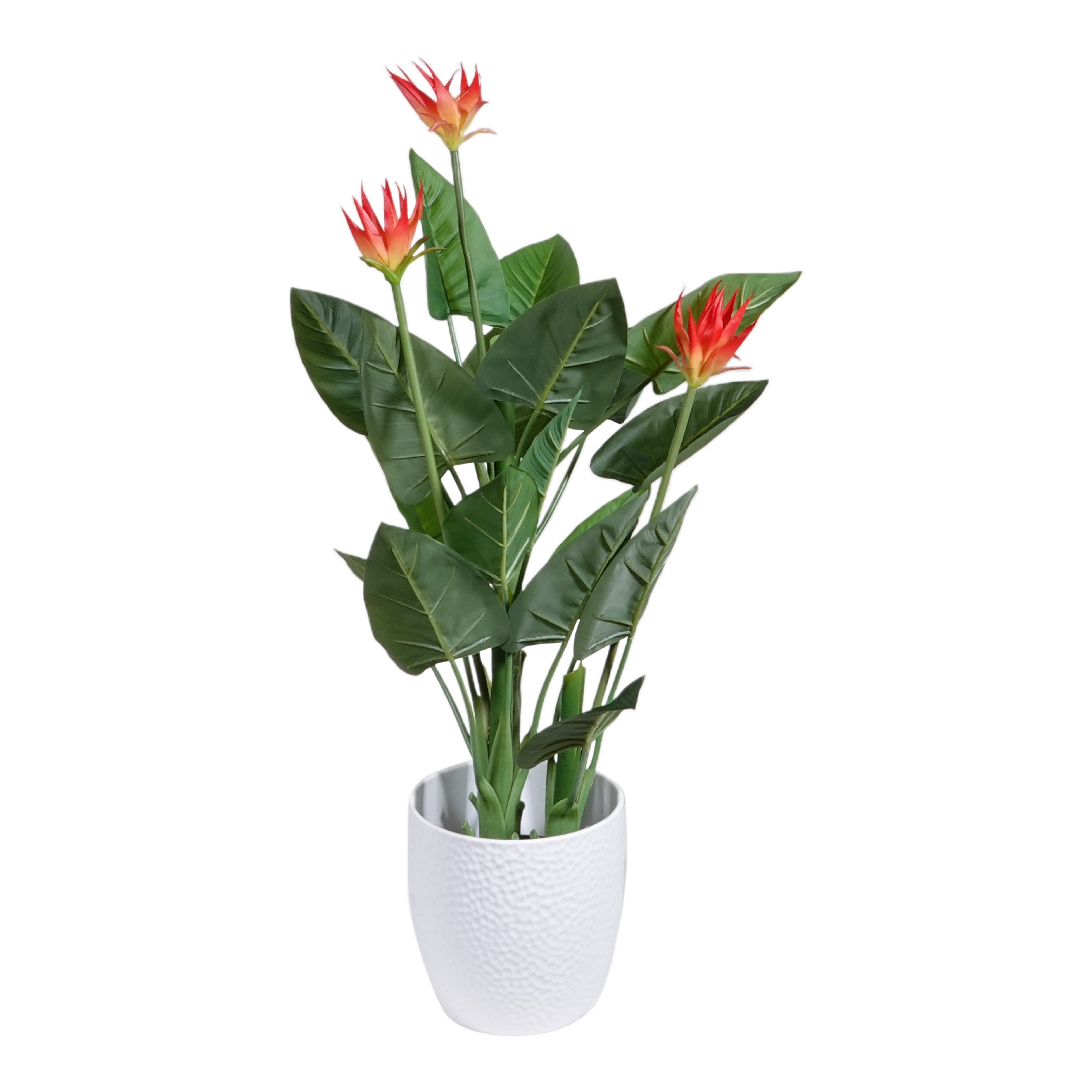 Kopu® Kunstpflanze Guzmania 105 cm mit 3 orangefarbenen Blüten - Kunstpflanze