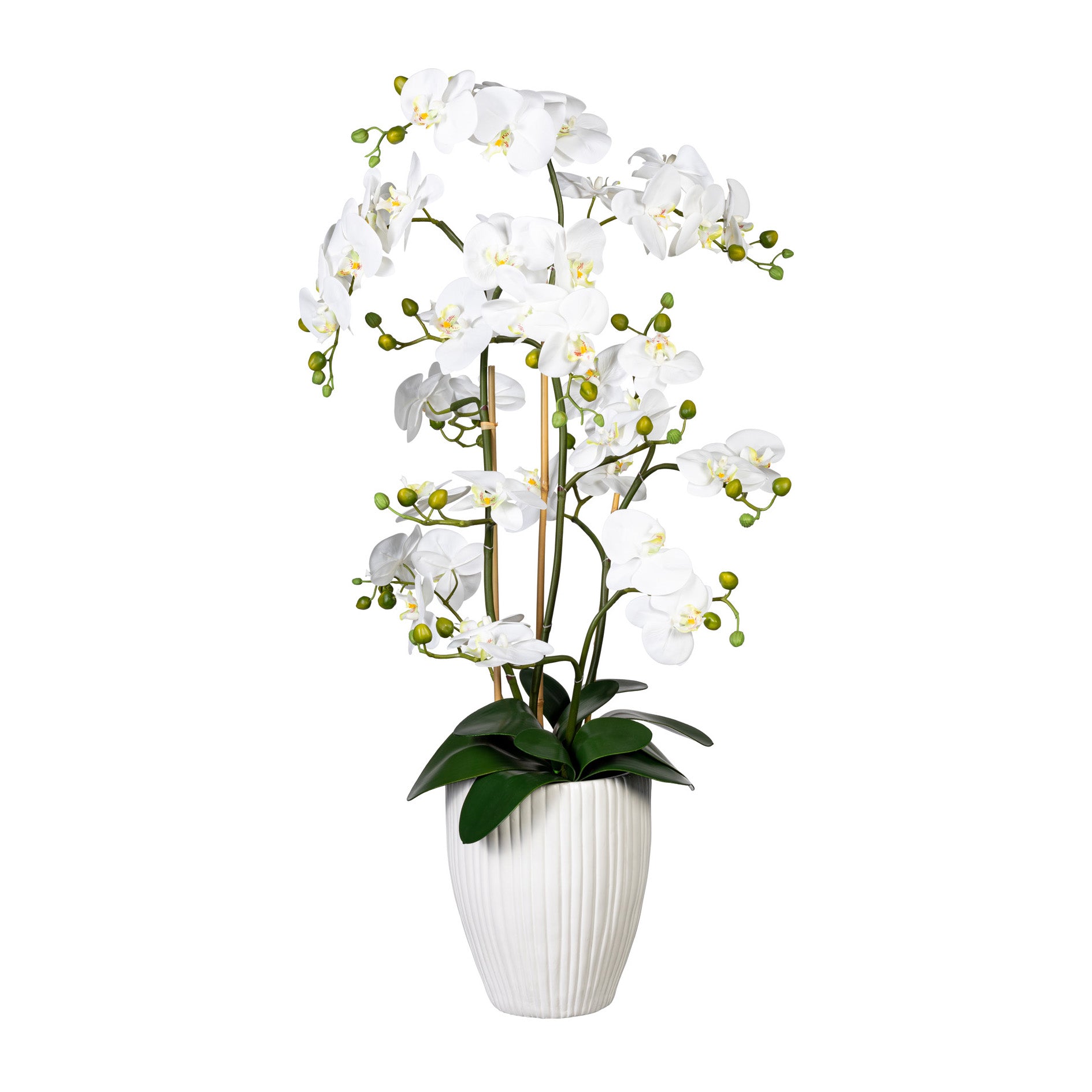 Kopu® Kunstbloem Orchidee 110 cm Wit Bloempot Rond - Phalaenopsis