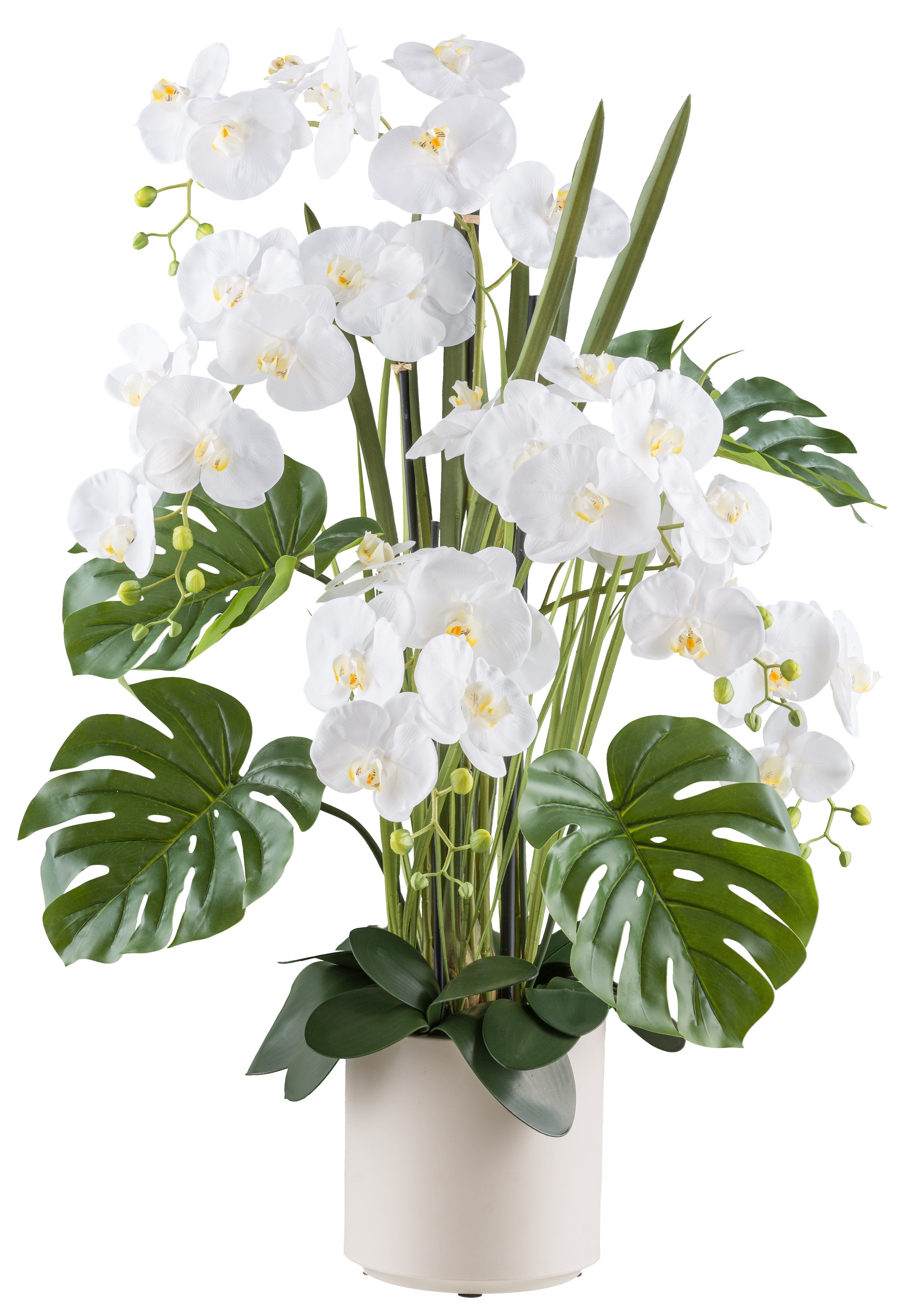 Kopu® Kunstbloem Orchidee 110 cm met 5 takken in Bloempot - Wit