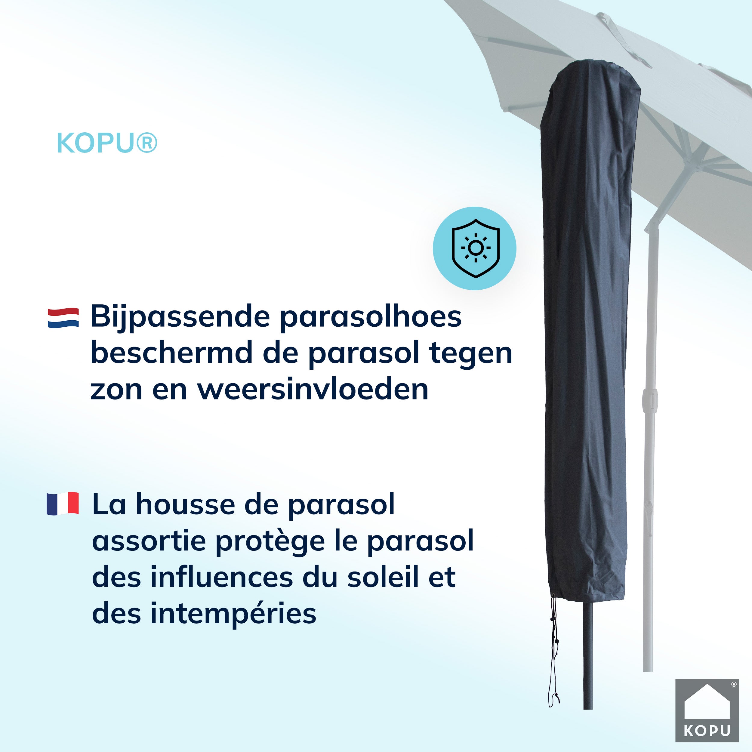 Kopu® Sevilla Parasol Rechthoek 200x300 cm met Hoes - Balkonparasol Taupe