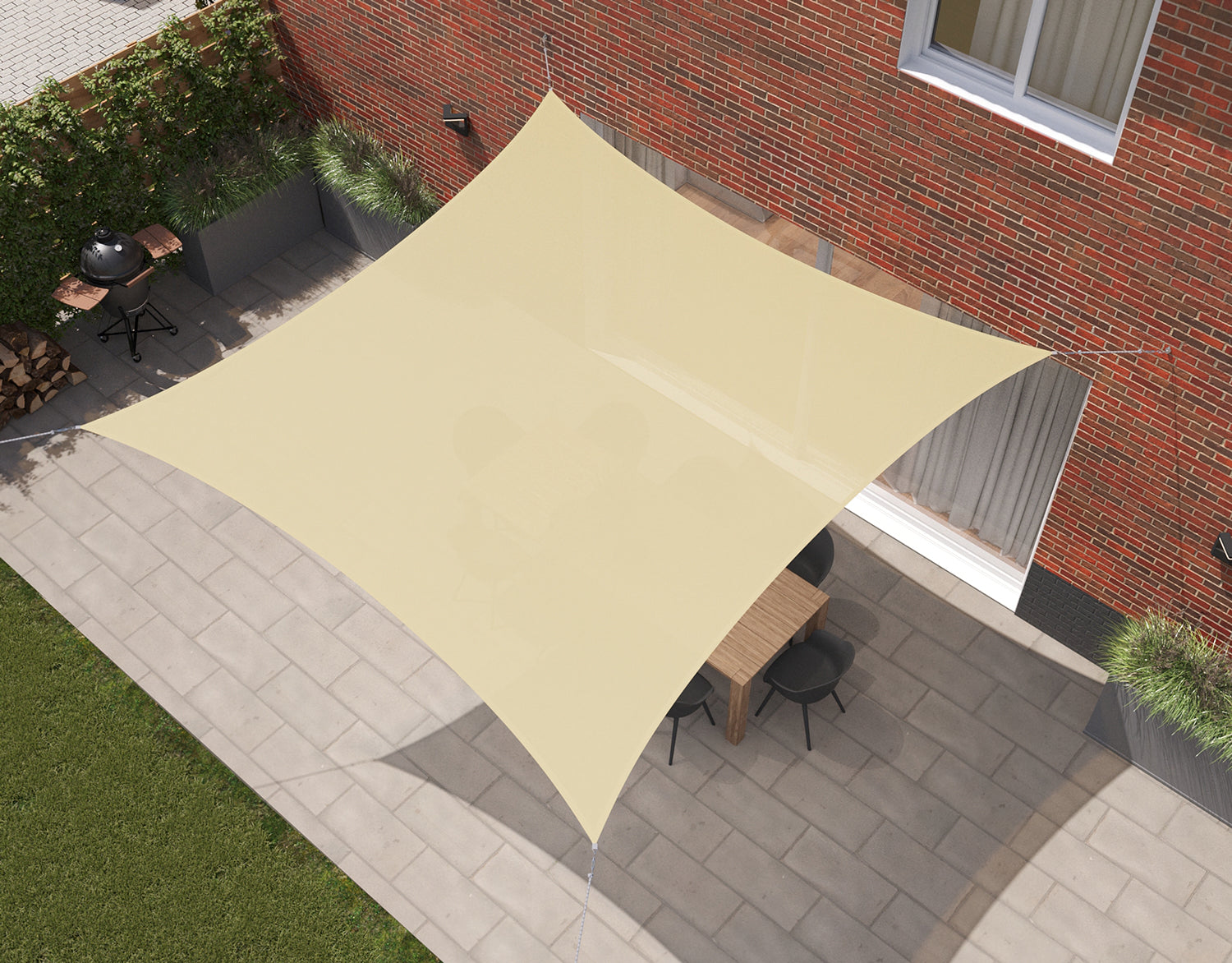 Kopu® Sonnensegel, quadratisch, 280 Gramm, wasserdurchlässig, 3 x 3 m – Creme
