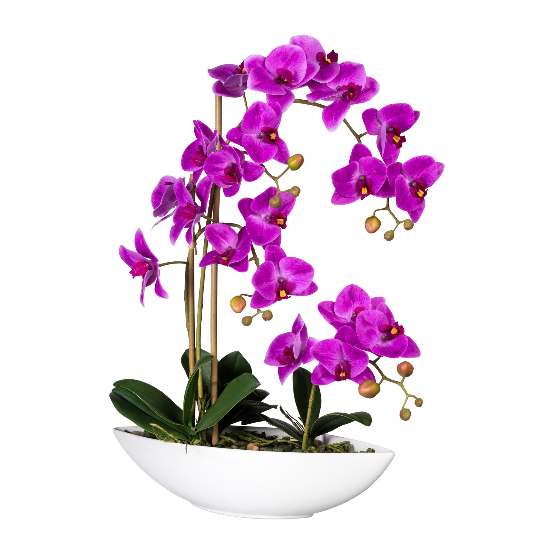 Kopu® Kunstbloem Orchidee 60 cm Roze met Schaal Ovaal - Phalaenopsis