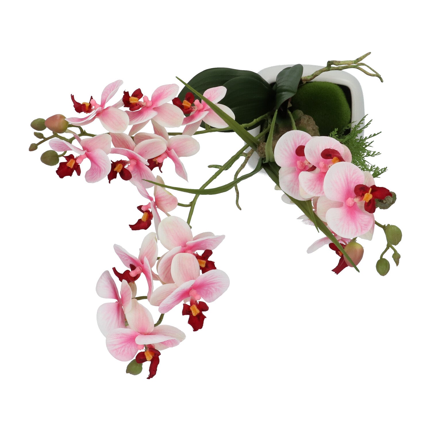 Kopu® Künstliche Blumen-Orchidee, 46 cm, lila Blumentopf, quadratisch – Phalaenopsis