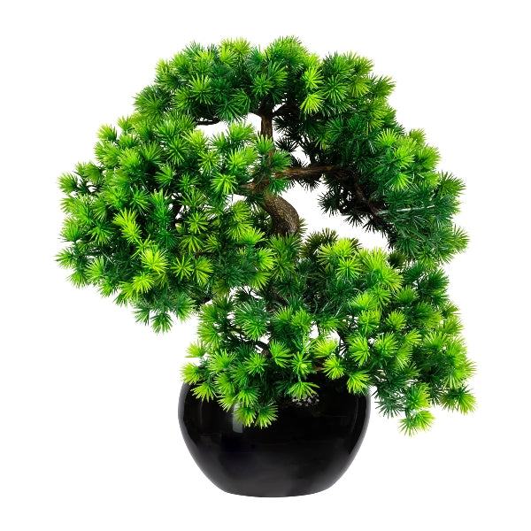 Kunstmatige bonsai van Kopu, gemaakt van larikshout, 37 cm hoog, met zwarte pot - Bonsaiboom