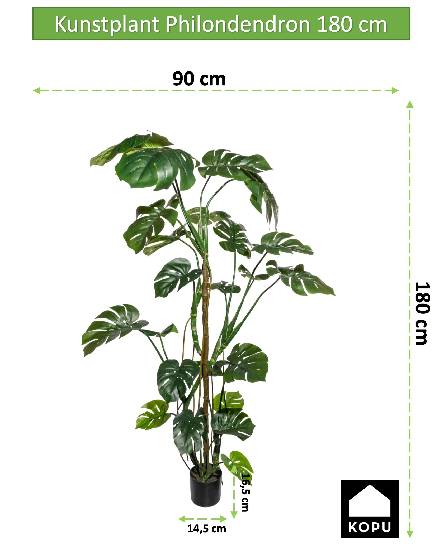 Kopu® Kunstplant Split Philodendron 180 cm - 23 bladeren - Nepplant