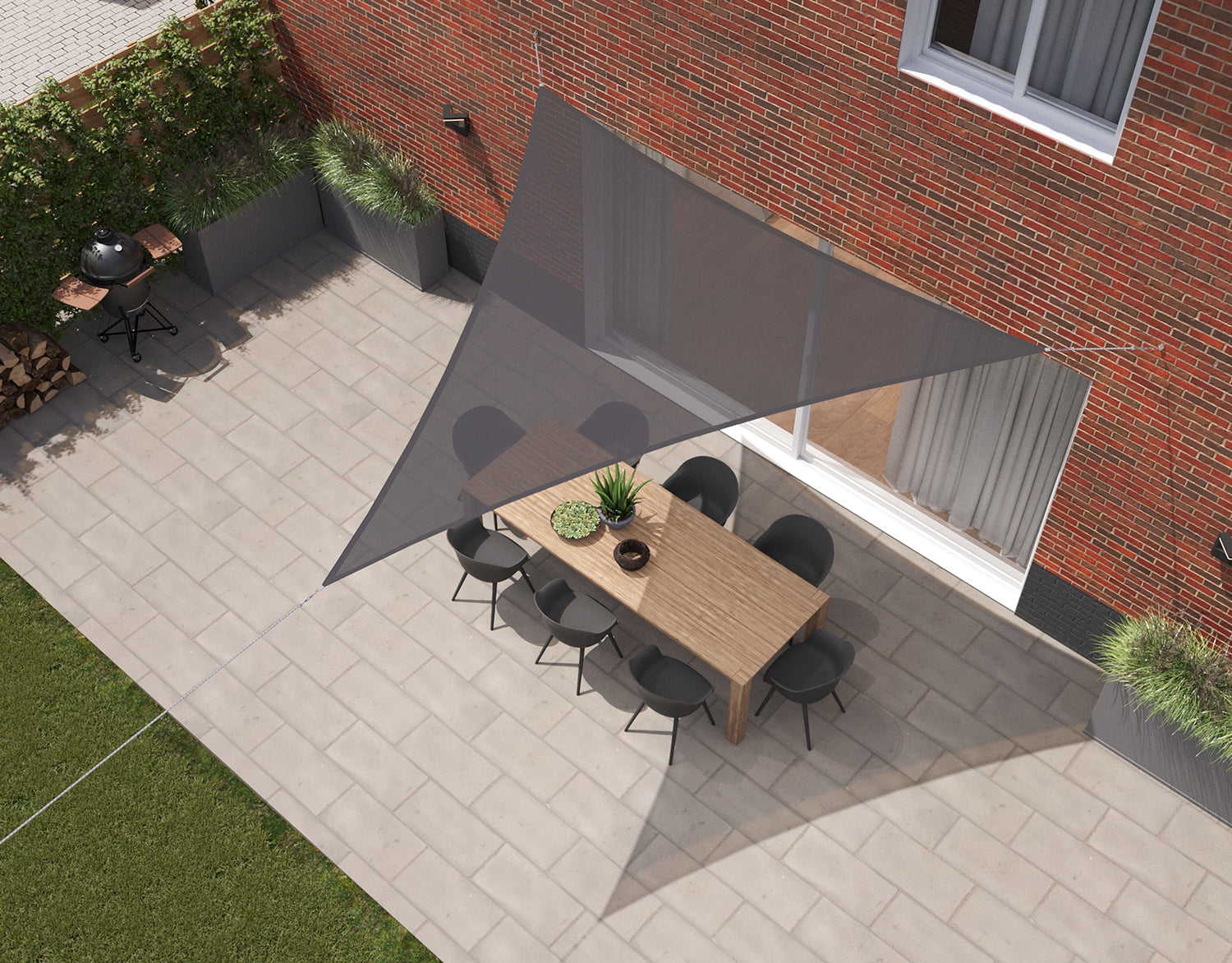 Kopu® Schaduwdoek Driehoek 3,6 mtr - 280 grams Waterdoorlatend - Grijs