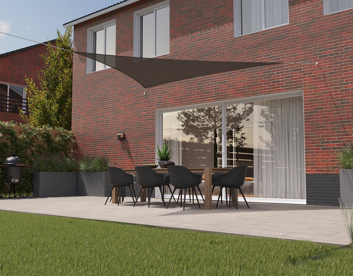 Kopu® Schaduwdoek Driehoek 4 mtr - 280 grams Waterdoorlatend - Grijs