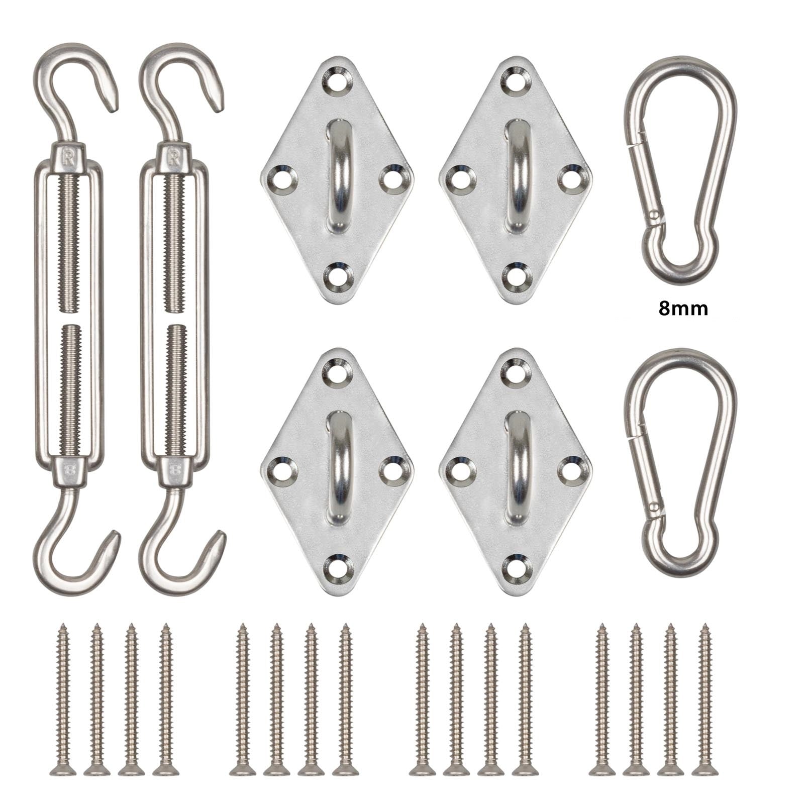 Kopu® schaduwdoek montageset RVS 8mm