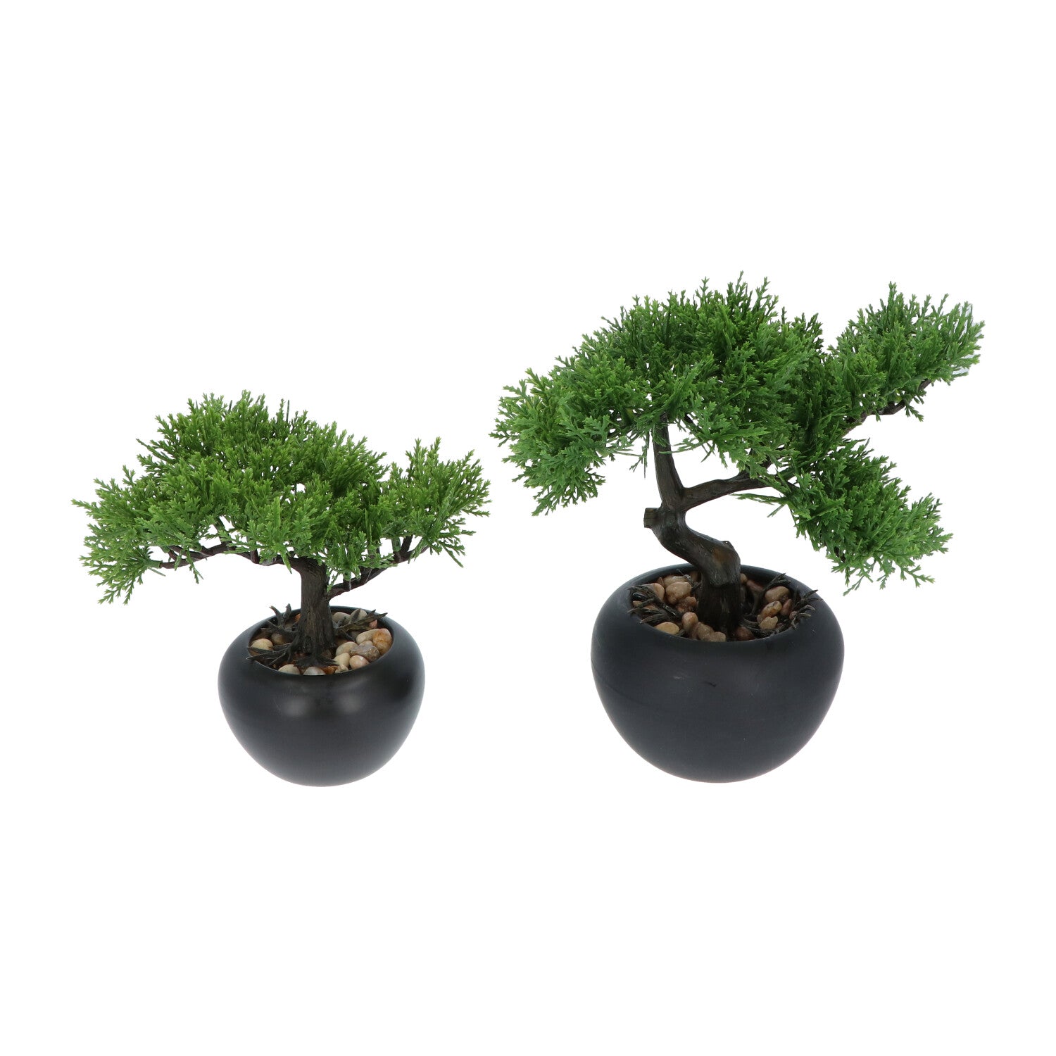 Kopu® 2 Stück Künstlicher Bonsaibaum Zeder 19 und 25 cm mit Topf