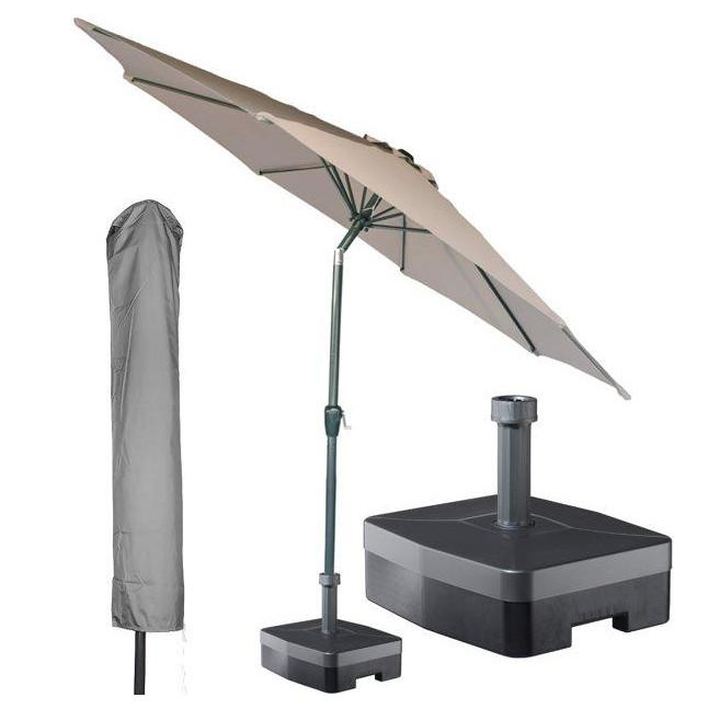 Kopu® ronde stokparasol 300 cm Calma met hoes en voet - Taupe