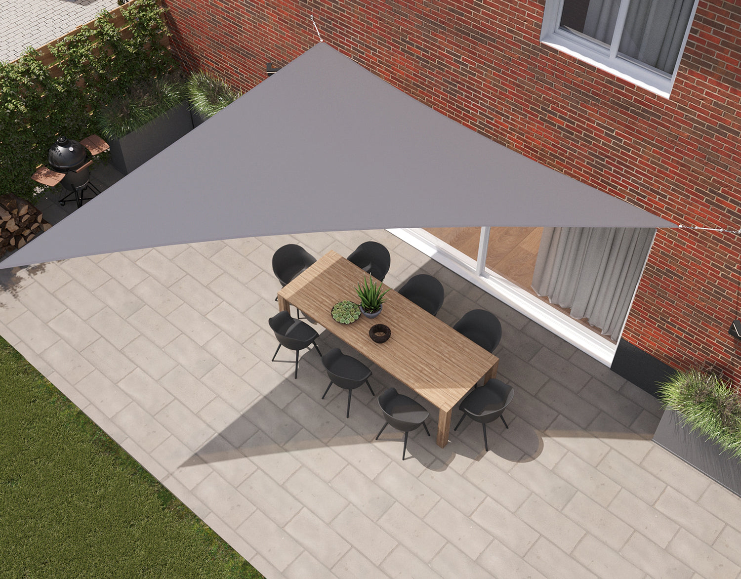 Kopu® Schaduwdoek Driehoek 3x4x5 mtr 230 grams Waterdicht - Grijs