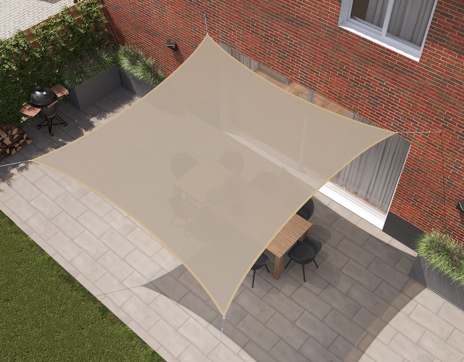 Kopu® Schaduwdoek Vierkant 5x5 m - 280 gram Waterdoorlatend - Beach