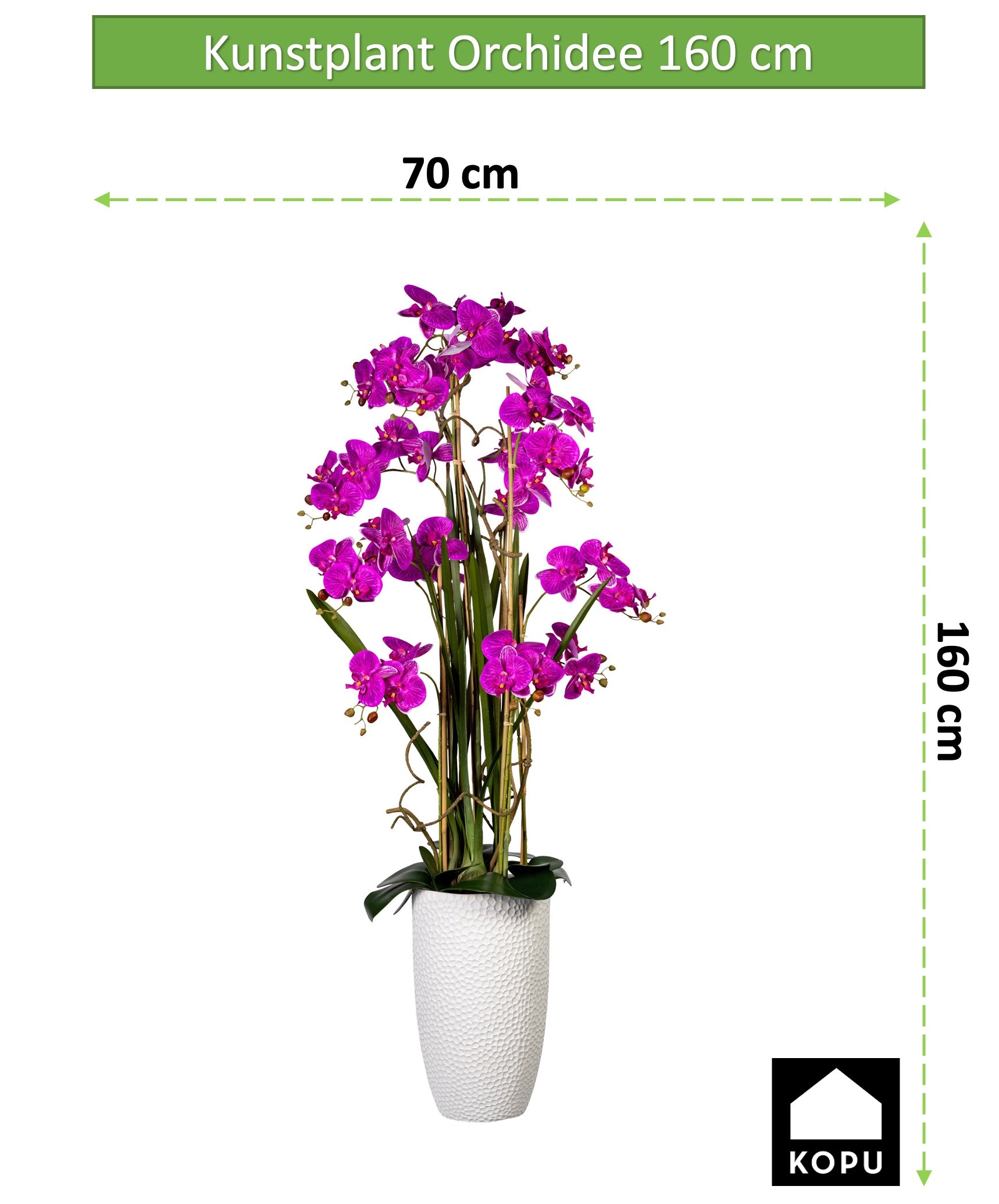 Kopu® Kunstplant Orchidee 160 cm Roze in Hoge Bloempot - Phalaenopsis