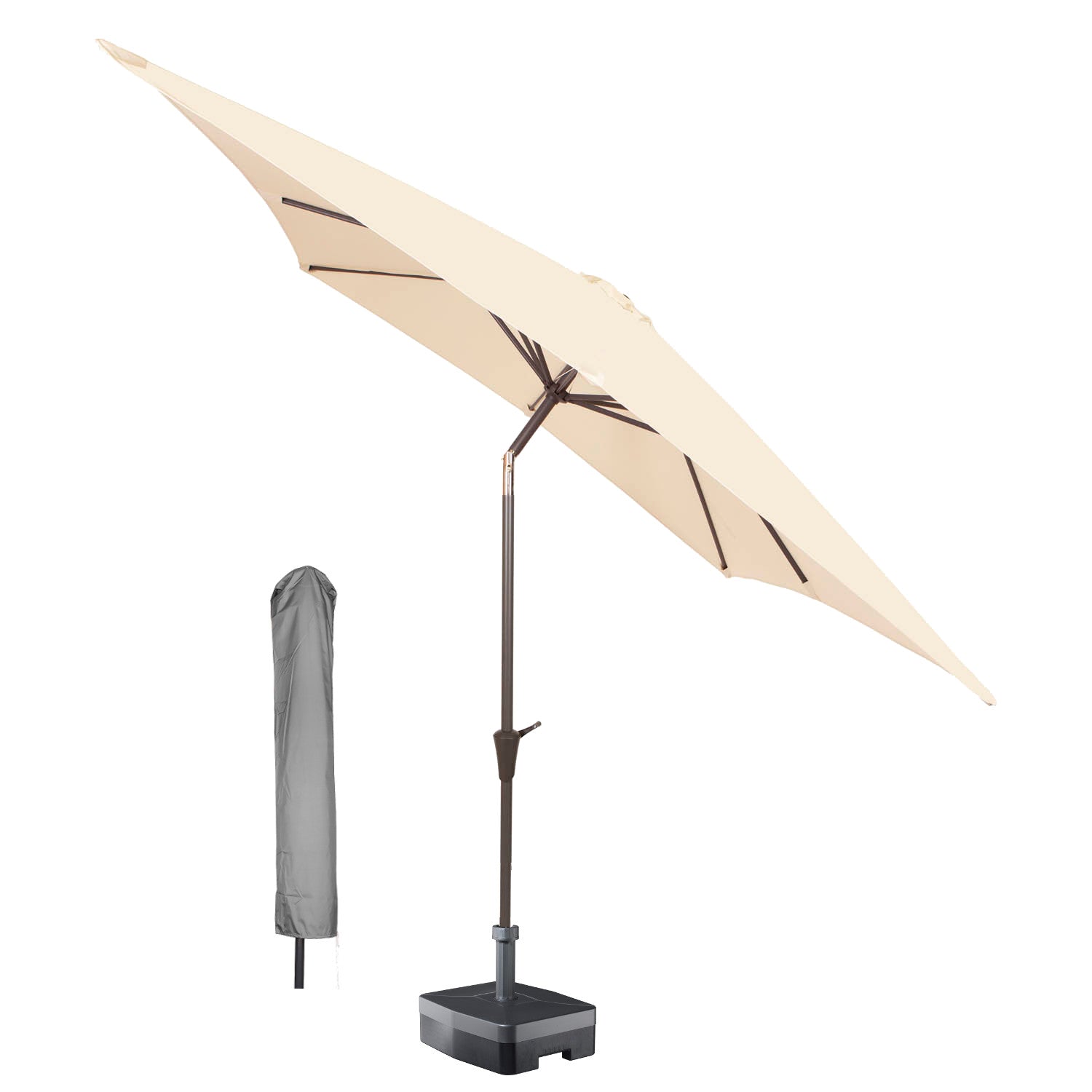 Kopu® vierkante parasol Malaga 200x200 cm met hoes - Naturel