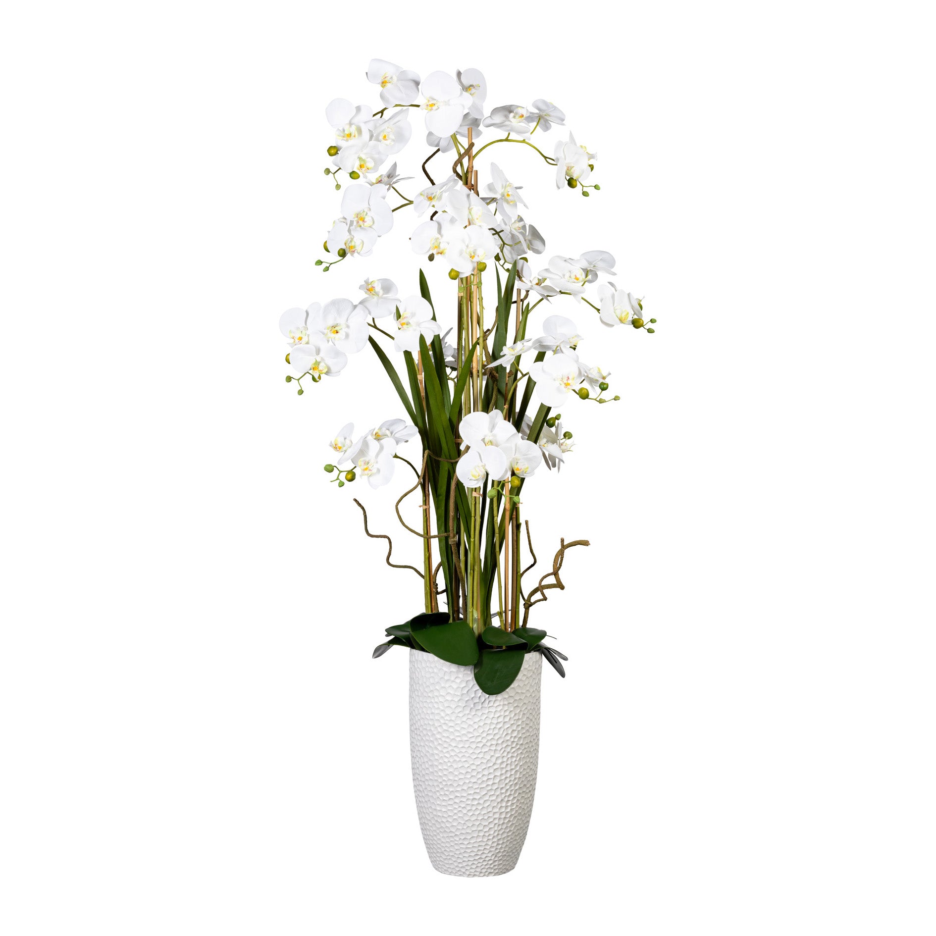 Kopu® Kunstpflanze Orchidee 160 cm weiß im hohen Blumentopf - Phalaenopsis