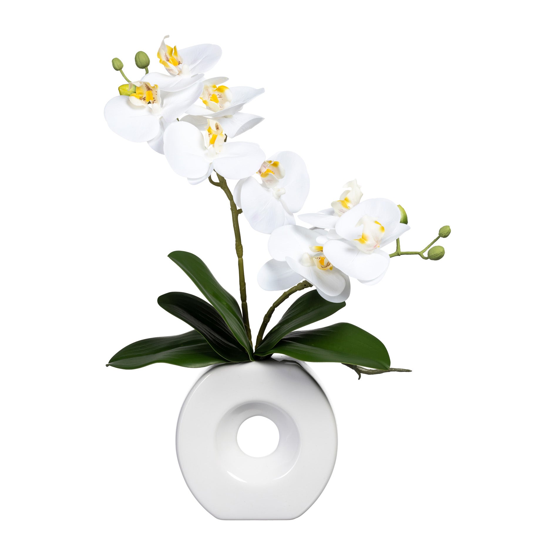 Kopu® Künstliche Blume Weiße Orchidee 35 cm in schöner weißer Vase – Phalenopsis