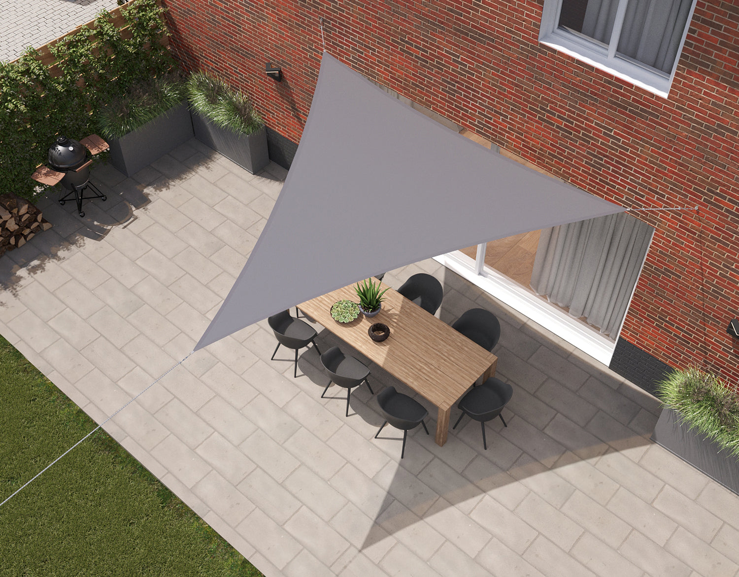 Kopu® Schaduwdoek Driehoek 3x3x3 mtr Waterdicht 230 grams - Grijs