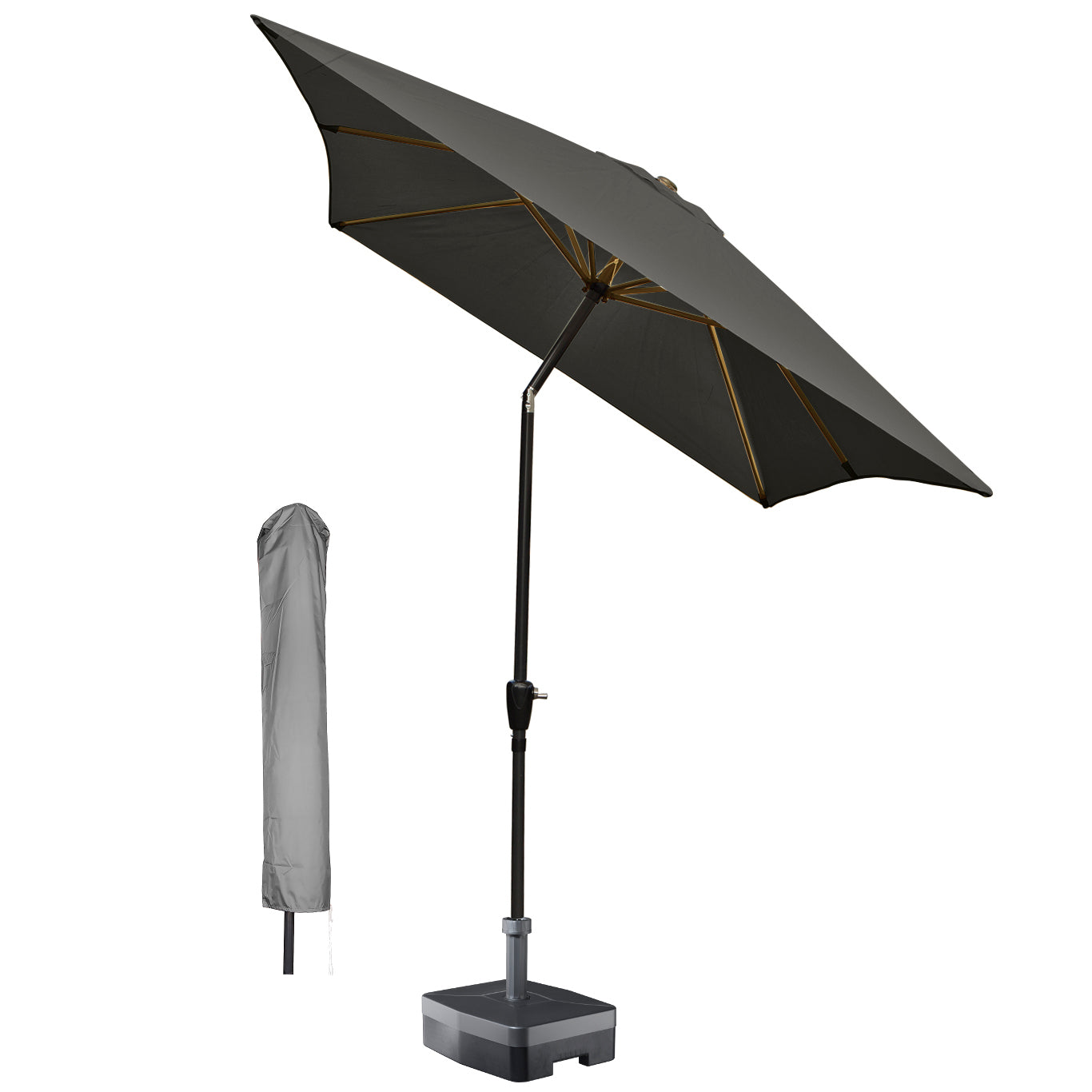 Kopu® rechthoekige parasol Bilbao 150x250 cm met hoes - Antraciet