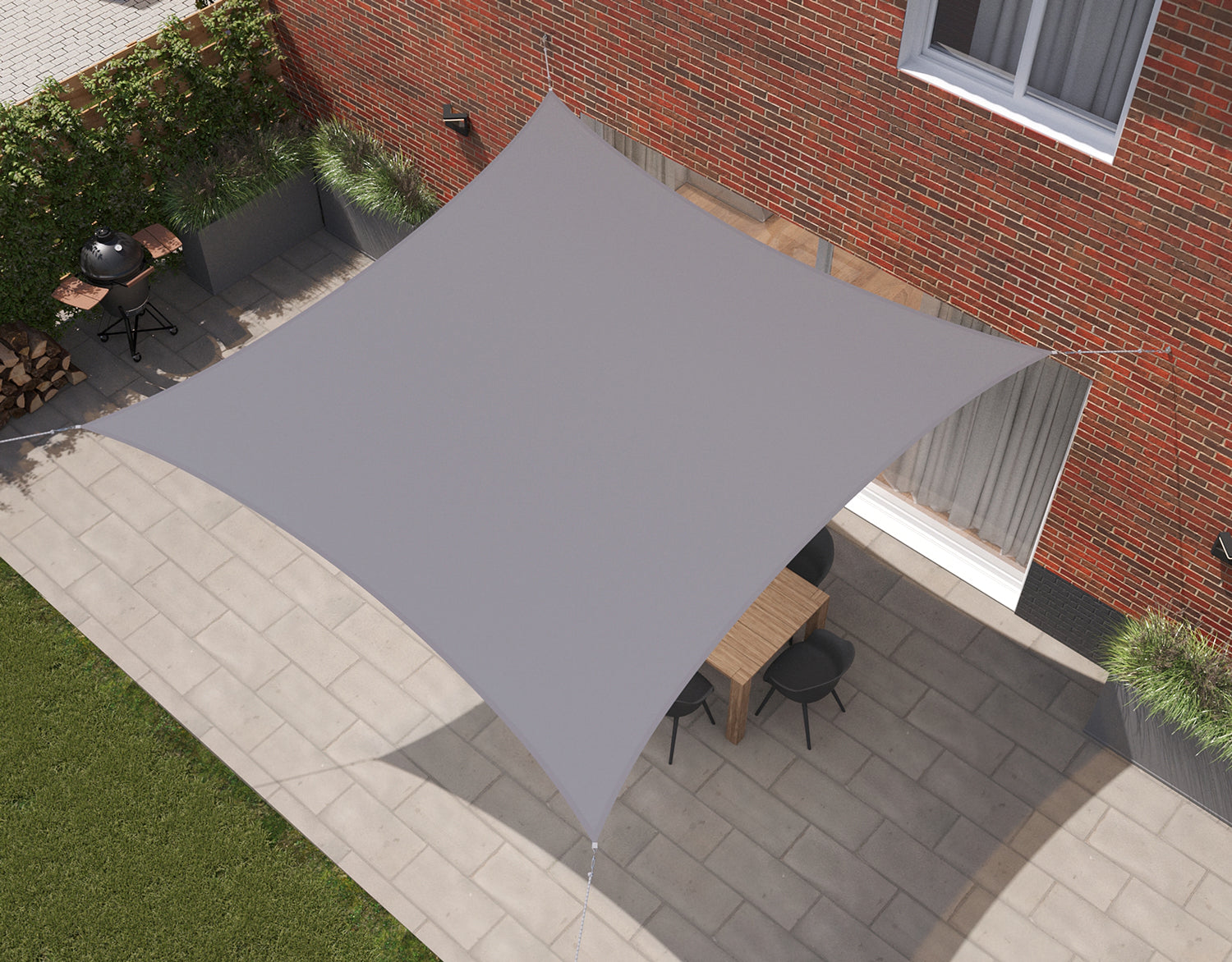Kopu® Schaduwdoek 4x4 mtr Vierkant Waterdicht 230 gram Zonnedoek - Grijs