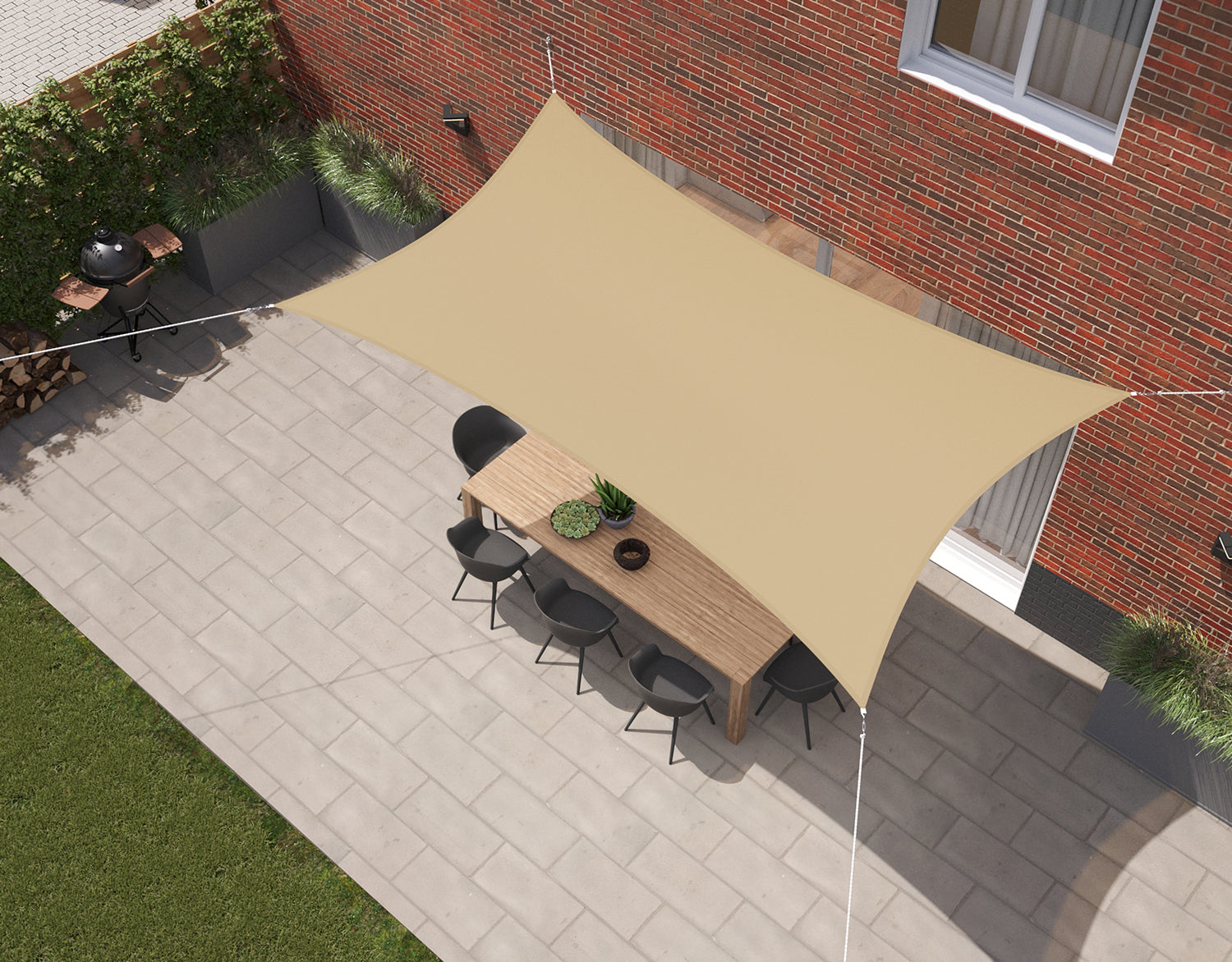 Kopu® Sonnensegel, rechteckig, 2 x 4 m, wasserdicht – Sonnensegel – Sand