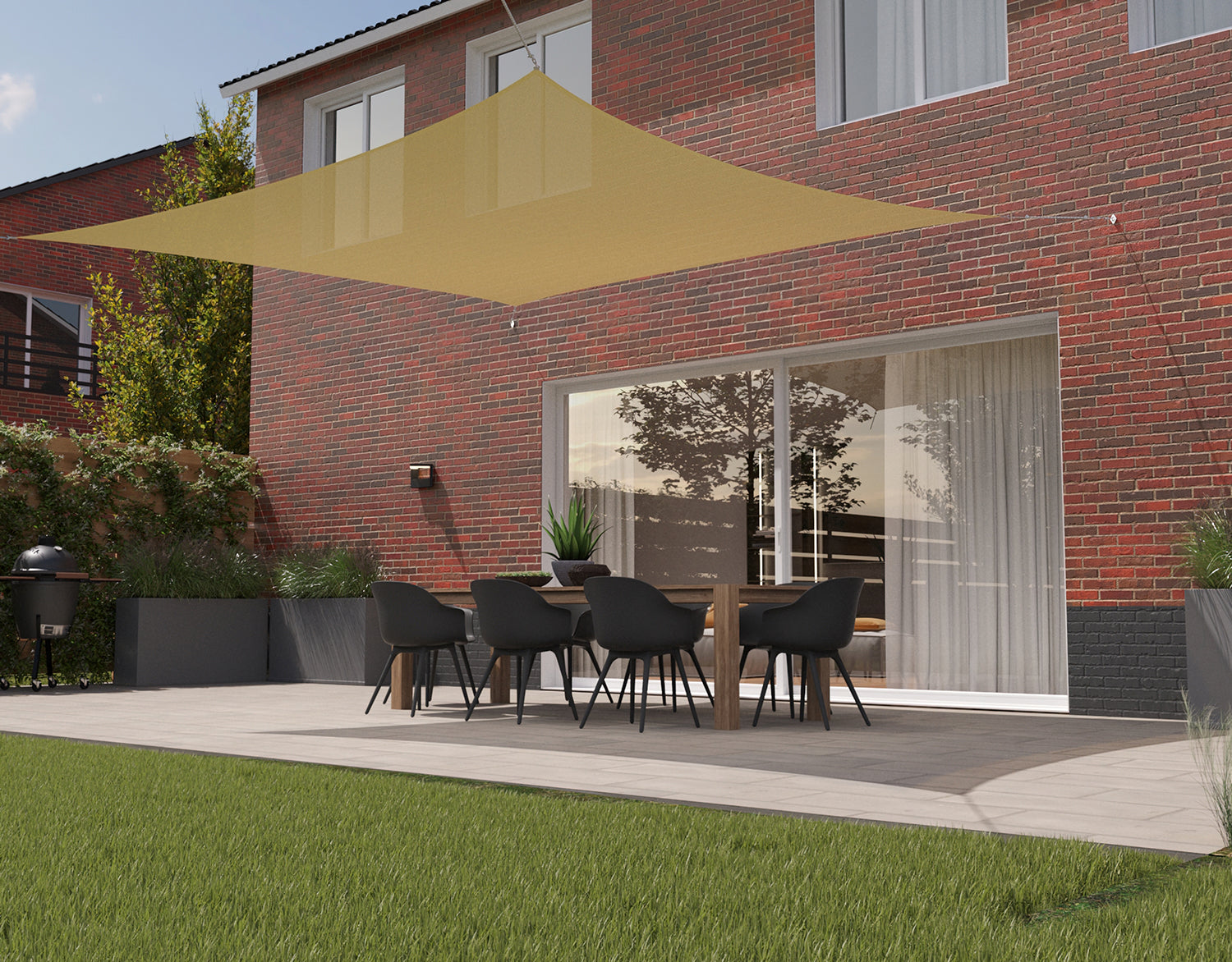 Kopu® Schaduwdoek Vierkant 5x5 m - 280 gram Waterdoorlatend - Creme