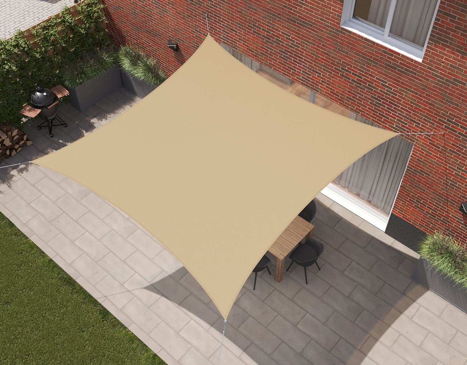Kopu® Schaduwdoek 4x4m Vierkant Waterdicht 230 gram Zonnedoek - Zand